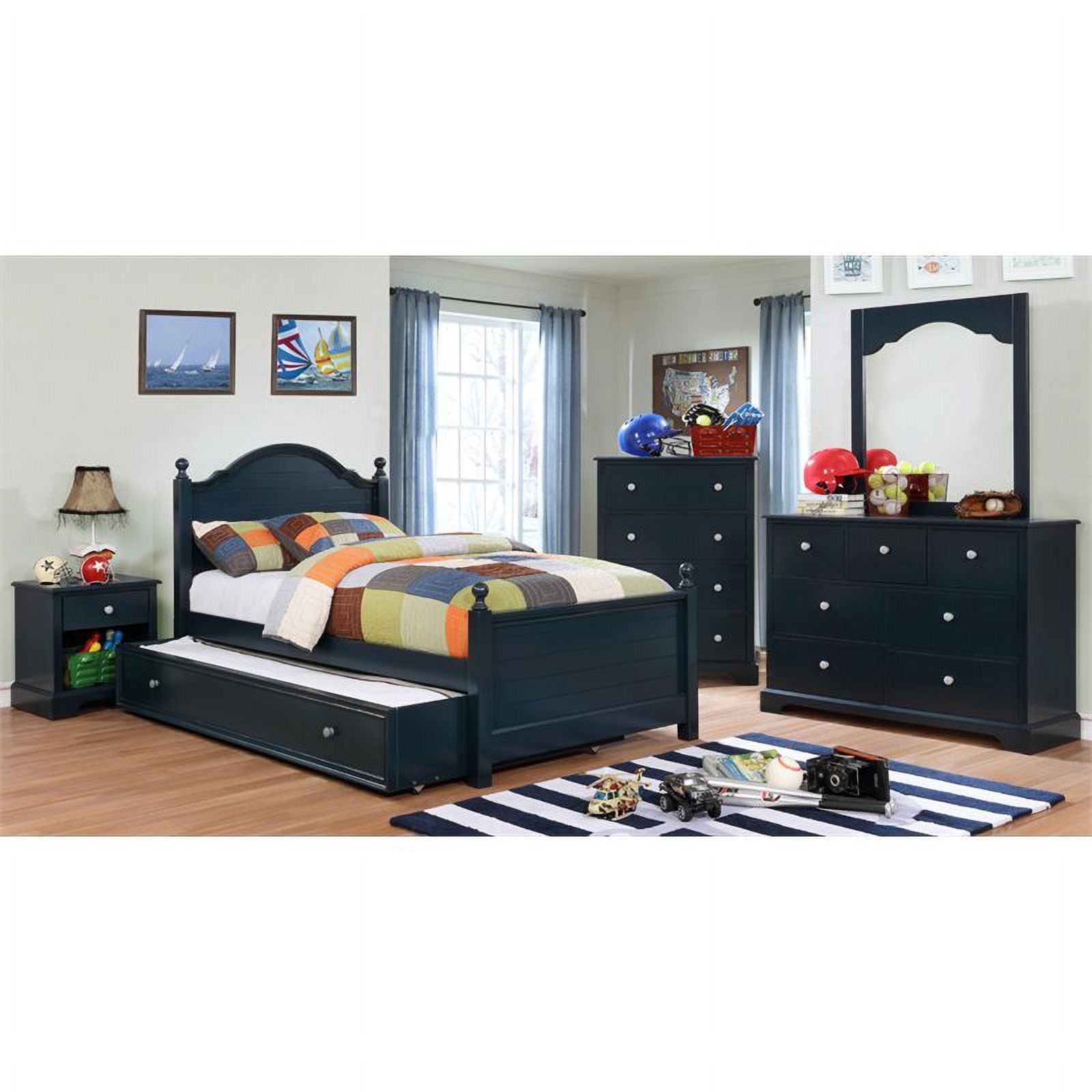 Furniture of America Cedric Wood Panel Kids Twin Bed with Trundle in Blue