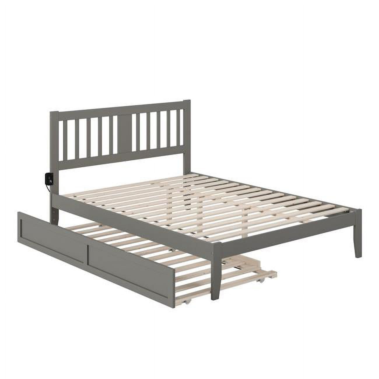 AFI Tahoe Queen Wood Spindle Bed and Trundle with USB Charger in Gray