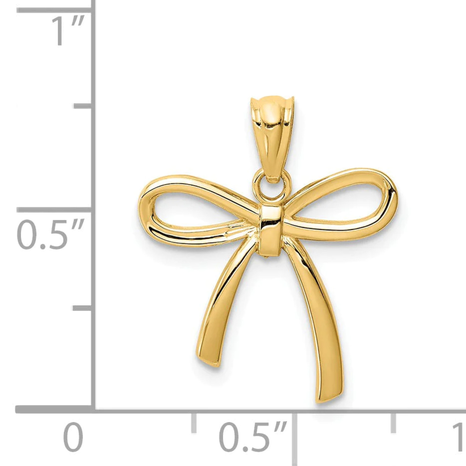 Finest Gold 14K Yellow Gold Polished Small Ribbon Bow Pendant