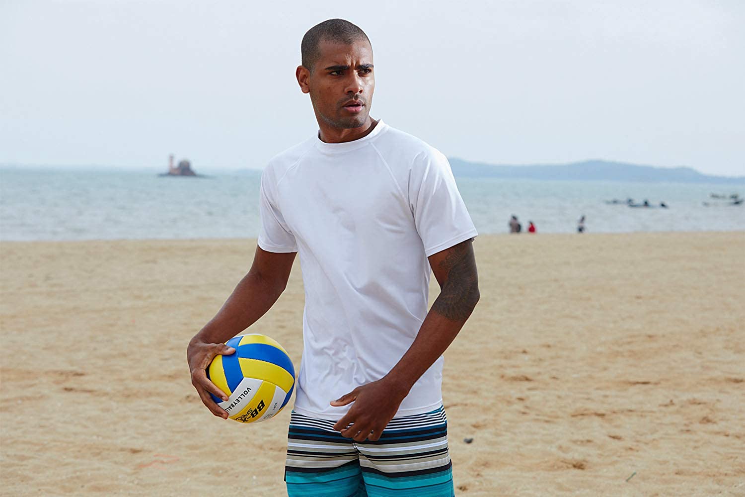 Satankud Men's UPF 50+ Rashguard Swim Tee Short Sleeve Running Shirt Swimwear Swim Hiking Workout Shirts