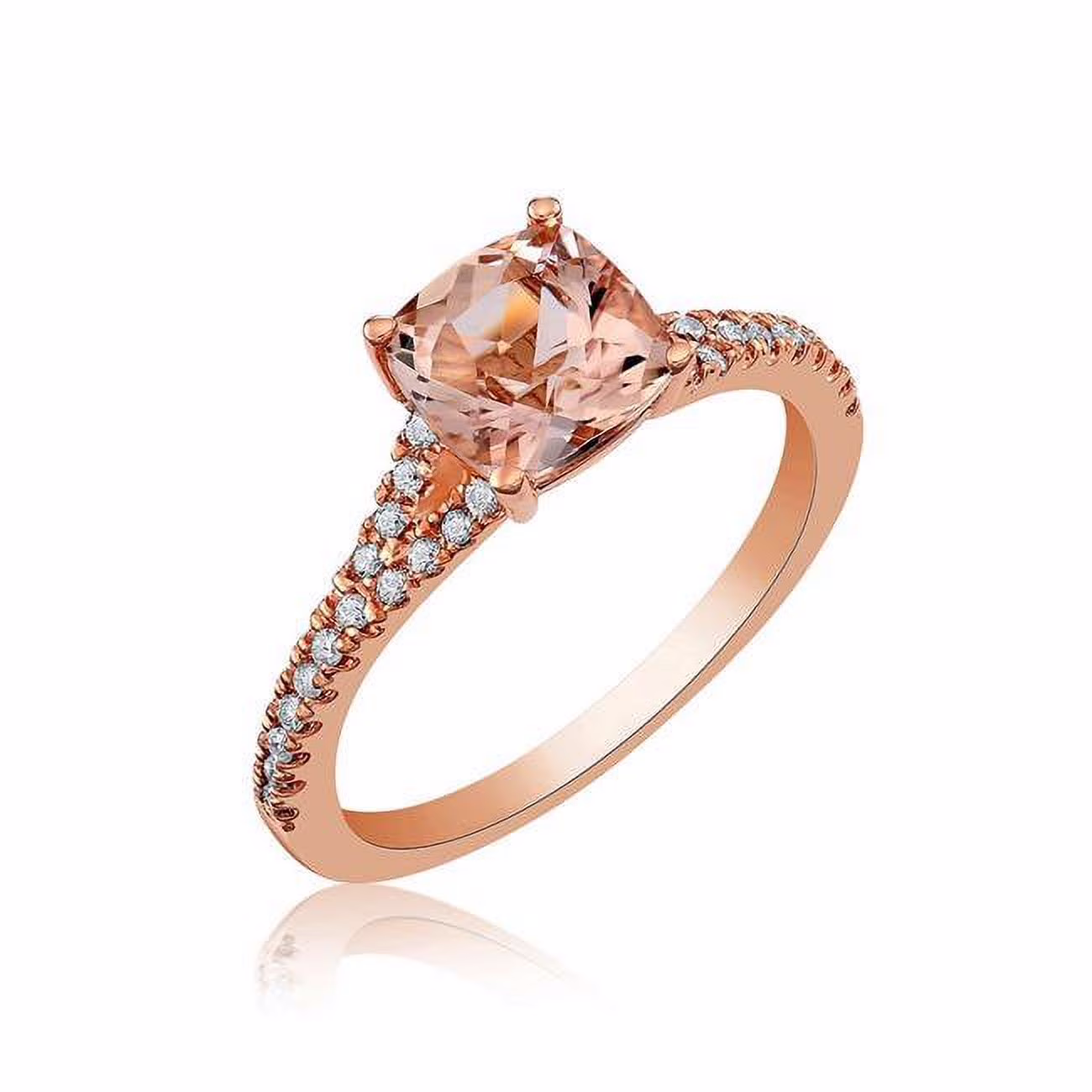 5 mm Ilano Square 14K Rose Gold Halo Diamond Ring