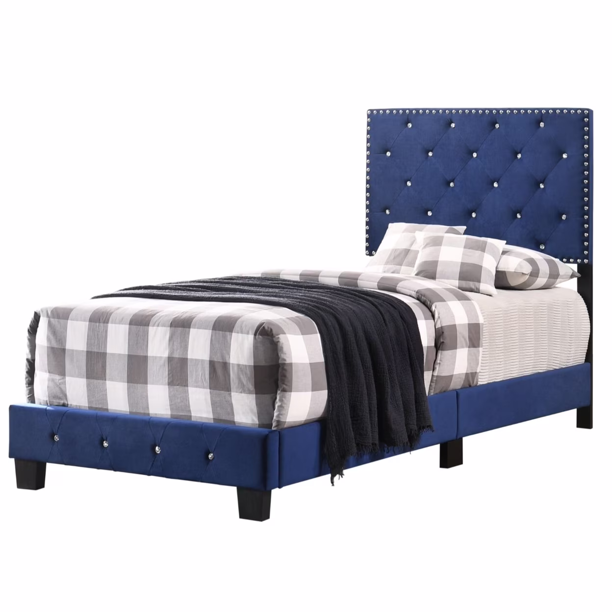 Home Furniture Suffolk Navy Blue Twin Panel Bed