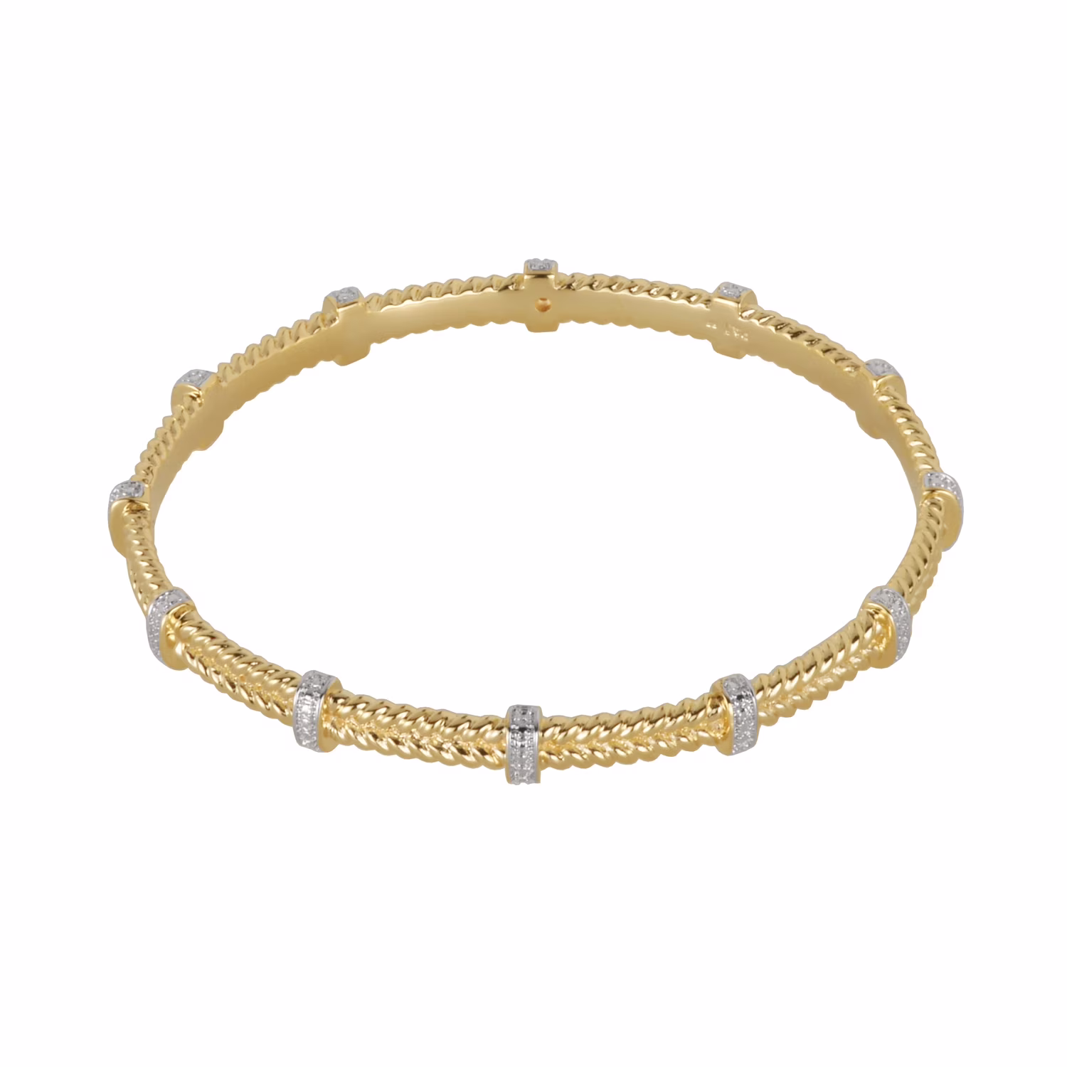 18k gold plated beaded edge Designed station bangle in Bronze 8