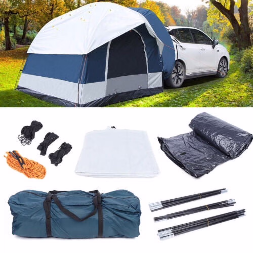 Wuzstar 4 Person SUV Car Tent Tailgate Shade Awning Tent with 3 Doors Universal SUV Camping Tent Waterproof for All Seasons