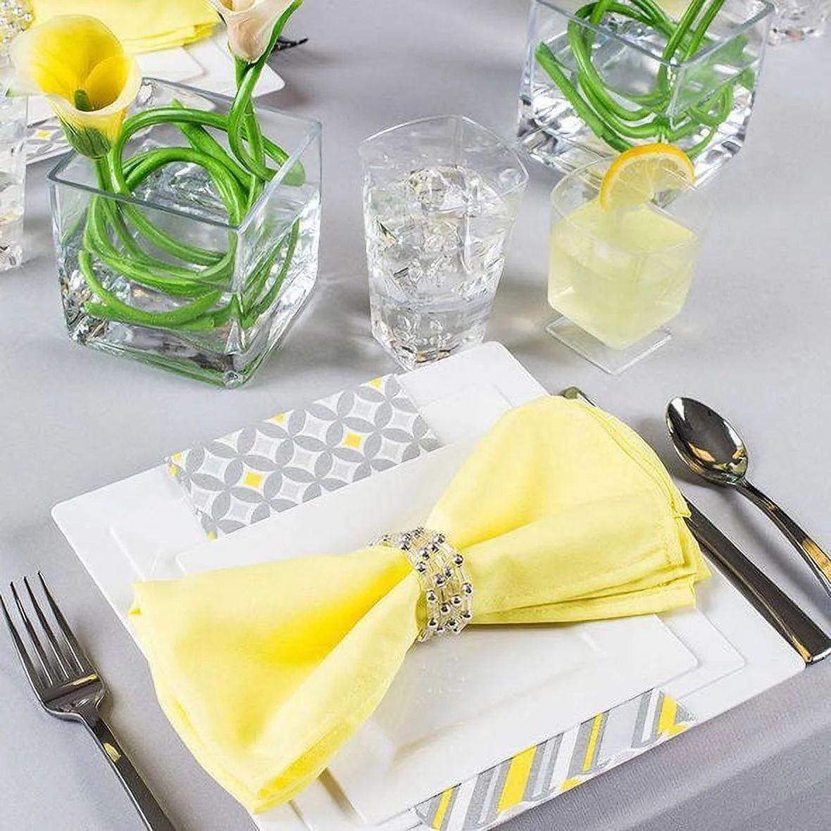 Smarty White Square Plastic Plates Dinnerware Value Set 240ct