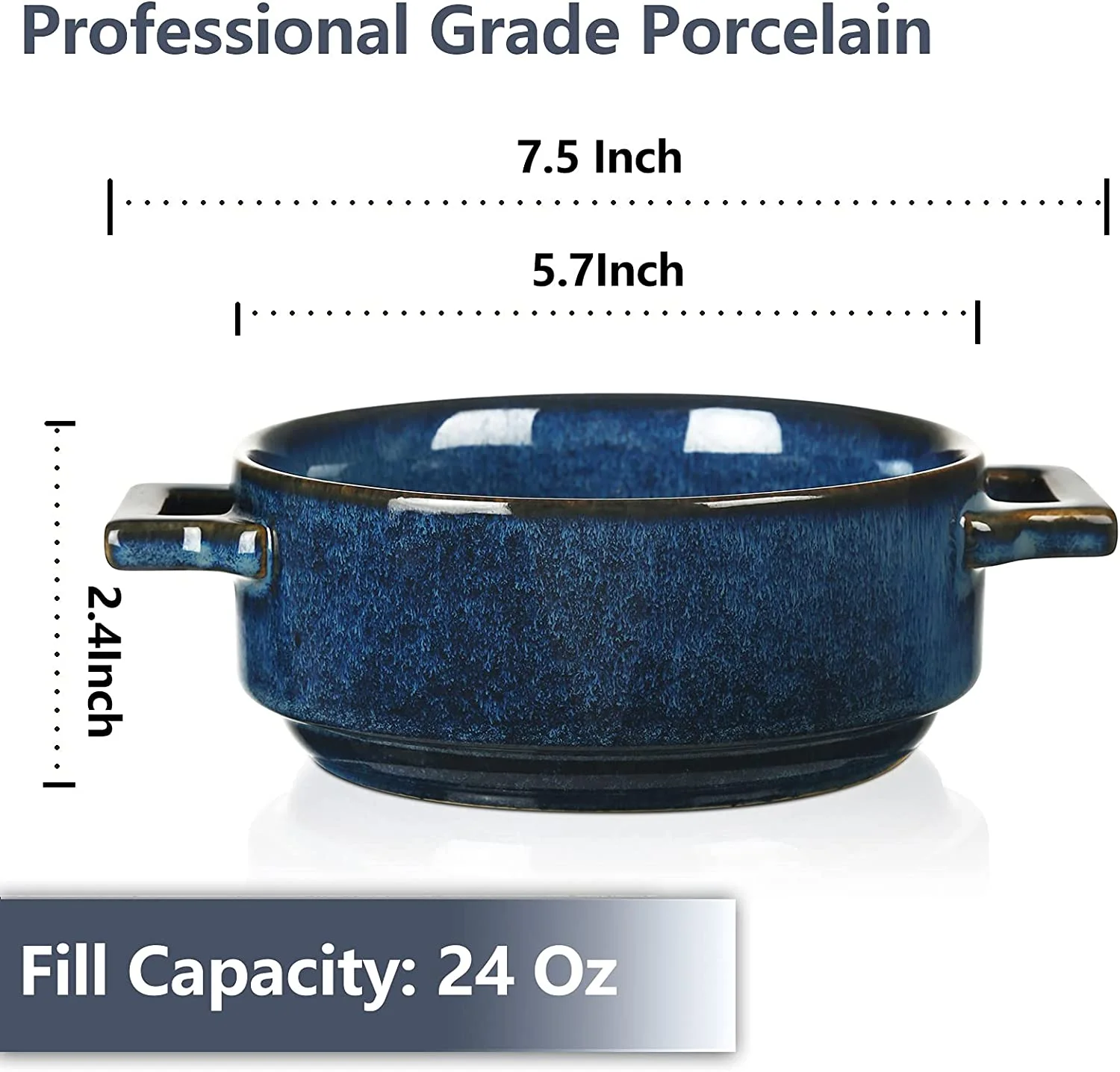 8-Piece Kitchen Dinnerware Set - 24 Oz Ceramic Soup Bowls Bundle with 27 Oz Jumbo Soup Mug - Microwave, Oven, and Dishwasher Safe, Scratch Resistant