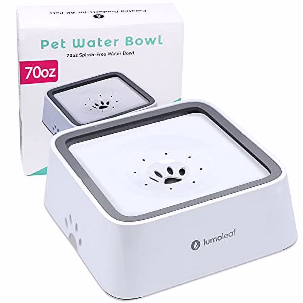 LumoLeaf Dog Water Bowl, 70oz/2L Dog Bowl Large Capacity No-Spill Pet Water Bowl, Non-Slip Slow Water Feeder Dispenser with Replacement Filter, Vehicle Travel Dog Water Bowl for Medium Large Dogs