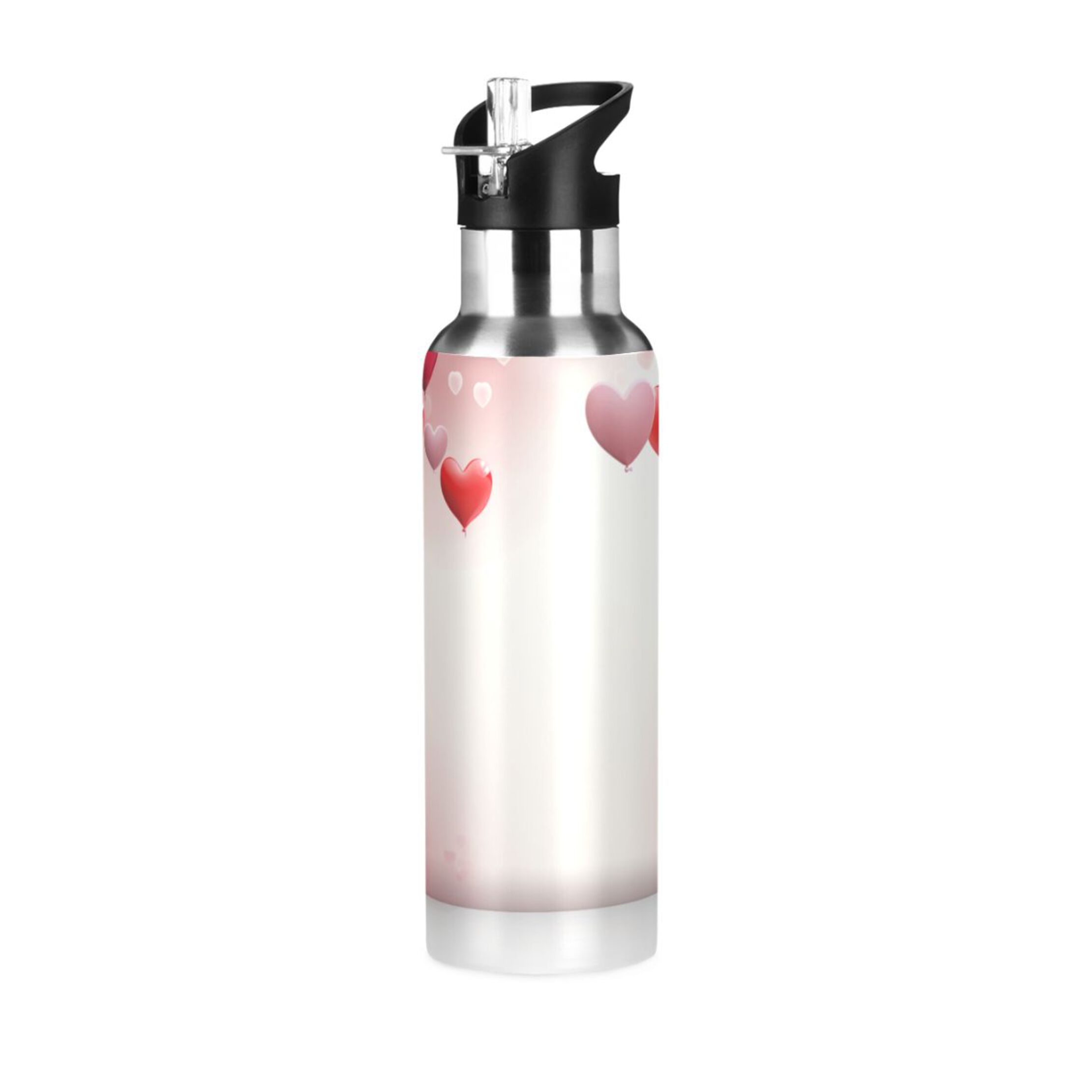 Love Hearts Water Bottles Insulated Thermos Kids Stainless Steel Bottle with Straw Lid Flask Leakproof for Sports Gym 20 oz