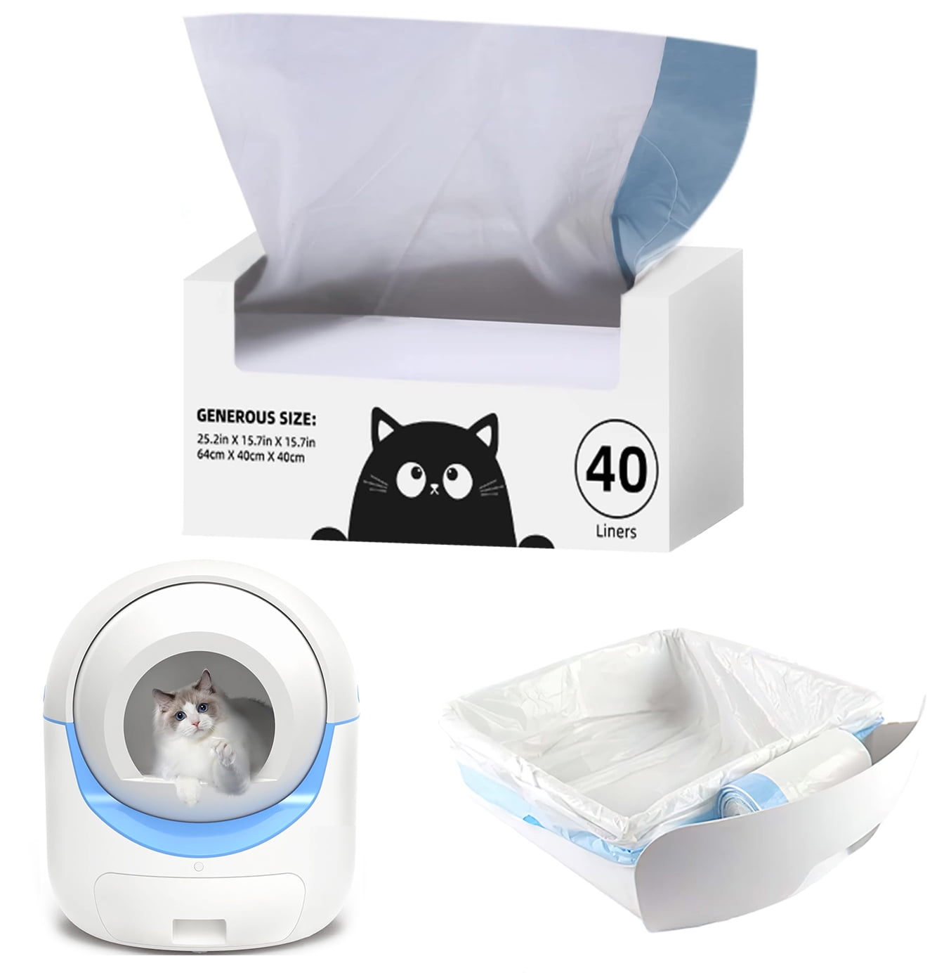 Litter Box Liners Unscented for Self-Cleaning Cat Litter box