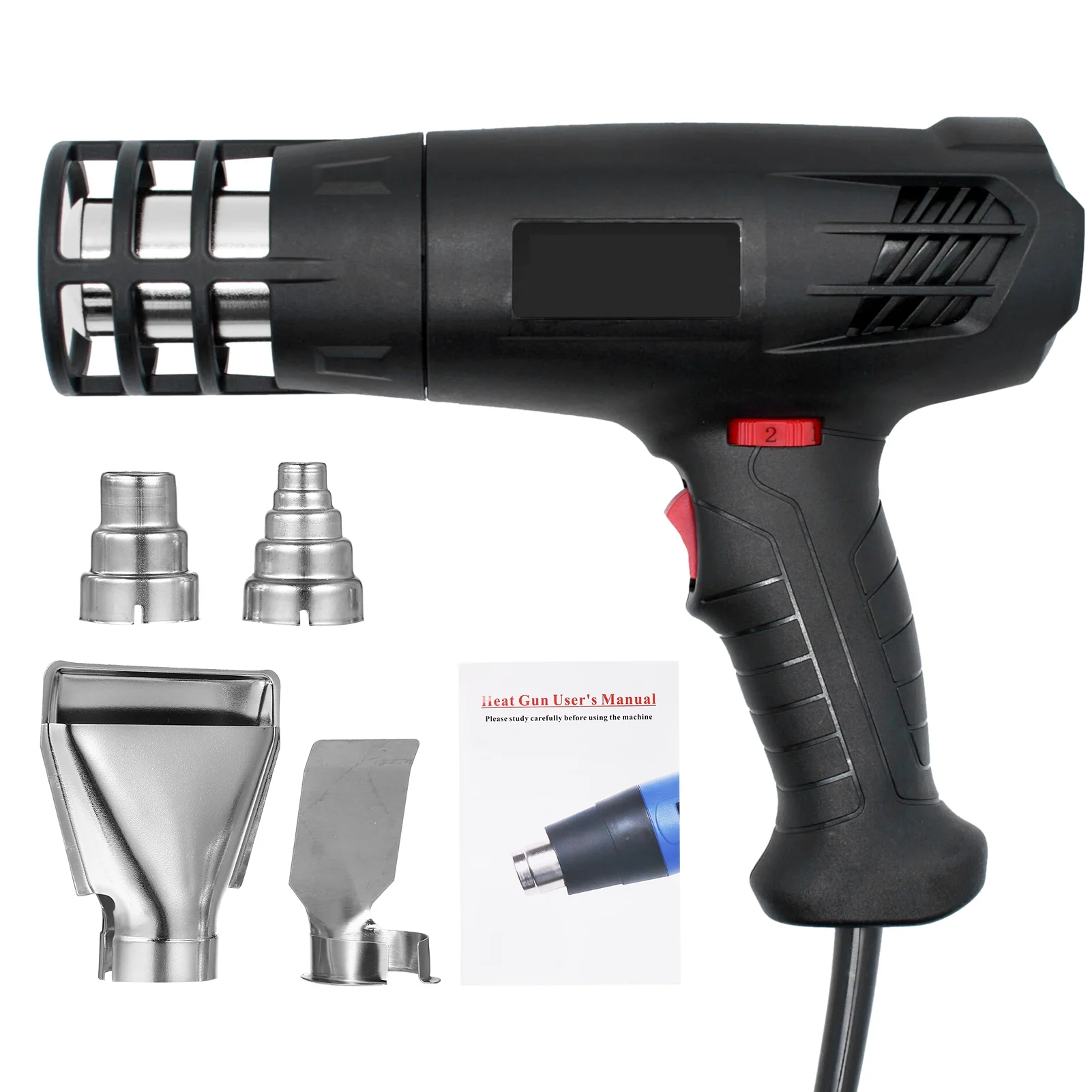 Docooler 1600-2000W Hot Air Heating Machine Kit with Dual  Setting (122℉~1012℉) Fast Heating Tool with 4 Nozzles for Crafts Shrink Tubing Wrapping Stripping Paint Epoxy Resin