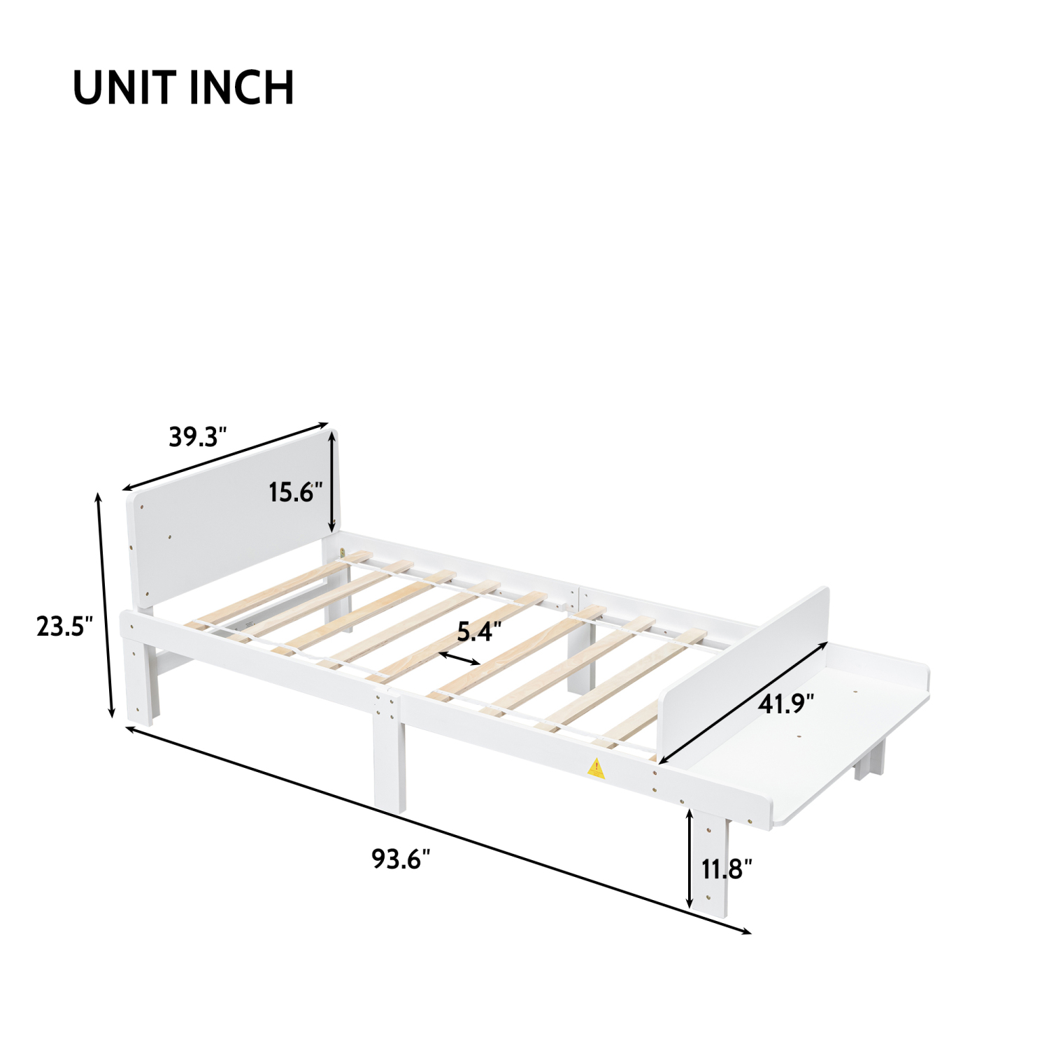 Holaki Twin Bed with Footboard Bench ,White