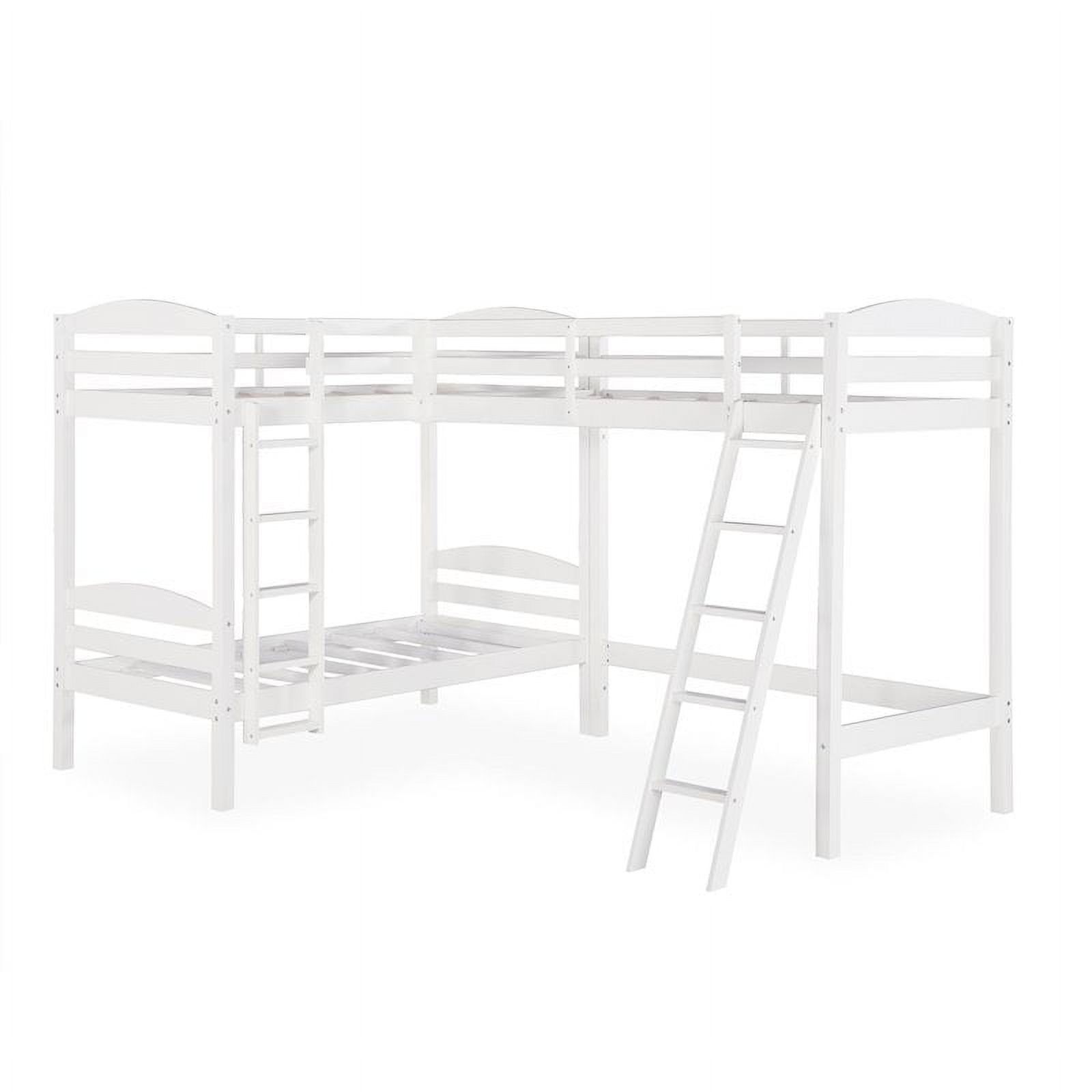 Bowery Hill 2 Tier Twin Triple Wooden Bunk Bed in White