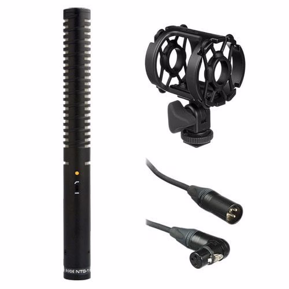 Rode NTG-1 Condenser Shotgun Microphone Kit with Universal Shock Mount and Premium XLR M to Angled XLR F Microphone Cabl