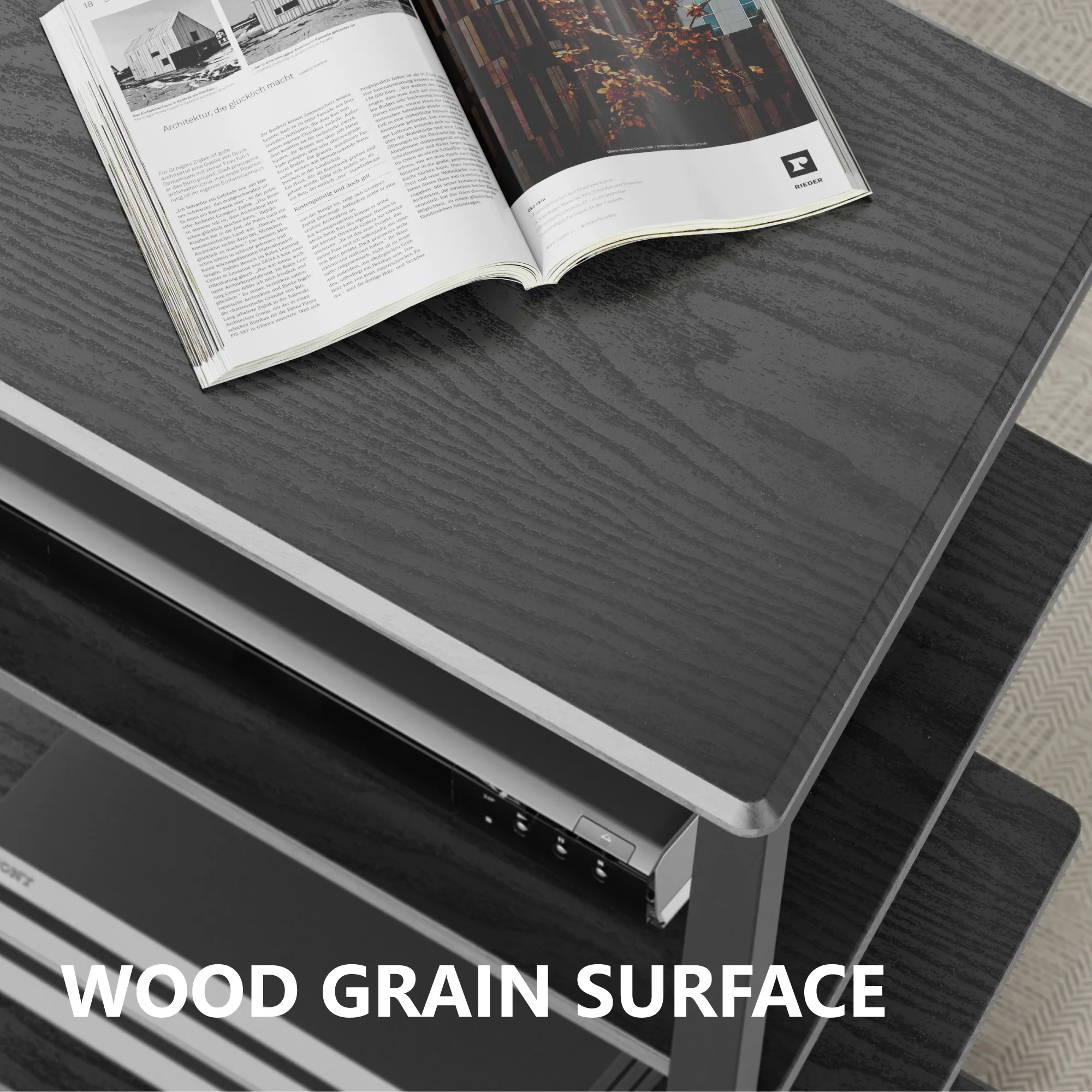 FITUEYES 4-Tier Wooden AV Component Media Stand Cabinet Open Shelves Media Console, Black