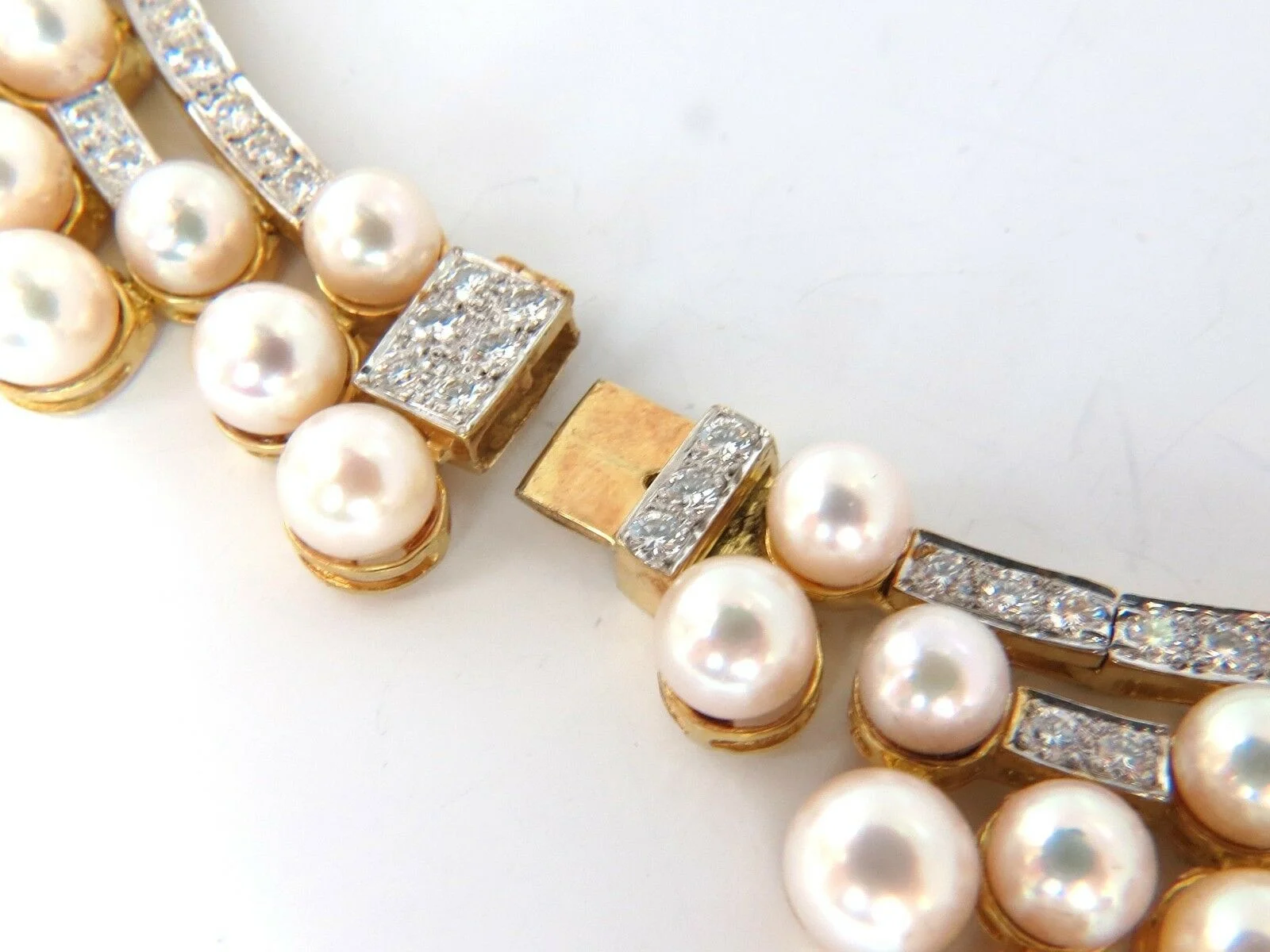 10.00ct NATURAL DIAMONDS & AKOYA PEARLS 18kt NECKLACE OPERA RIVIERA