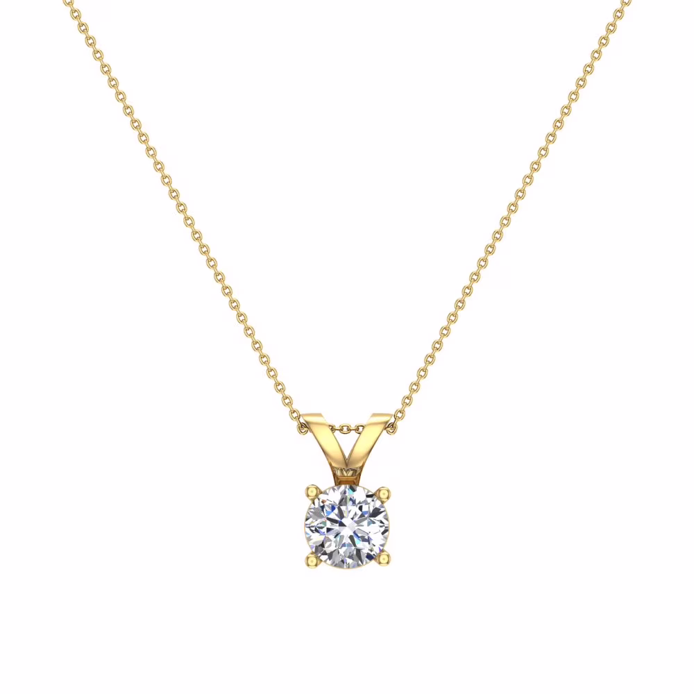 5/8 CTW Round Brilliant Diamond Pendant Necklace For Women 14K Gold (L, I2)