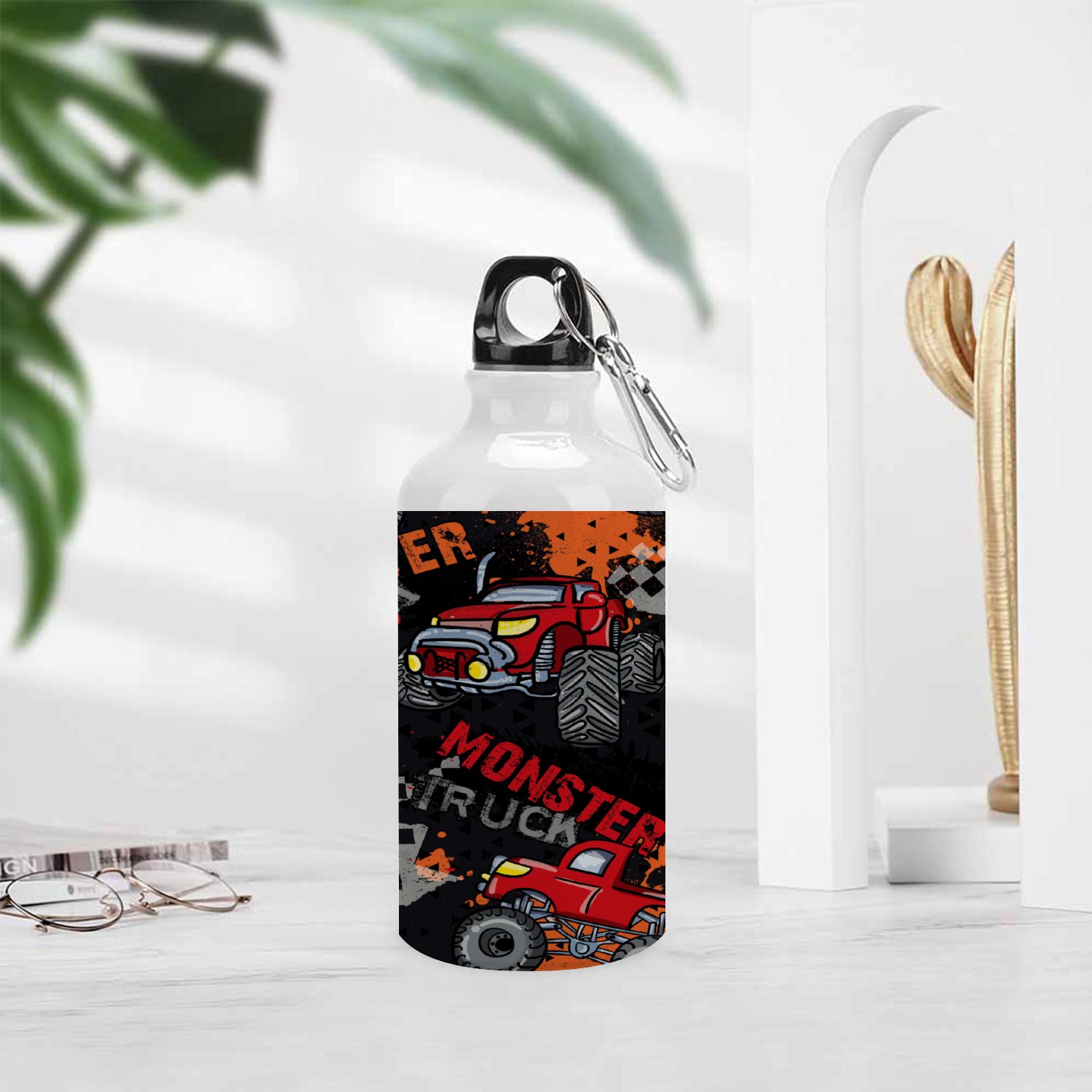 GZHJMY Sports Water Bottles, Cartoon Cool Red Toy Car Large Capacity Aluminium Portable Leakproof Lightweight Drink Bottles for Fitness and Outdoor Enthusiasts