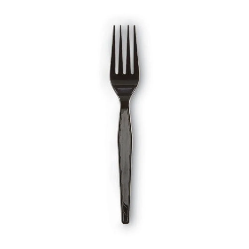 Plastic Cutlery, Heavyweight Forks, Black, 1,000/carton | Bundle of 5 Cartons