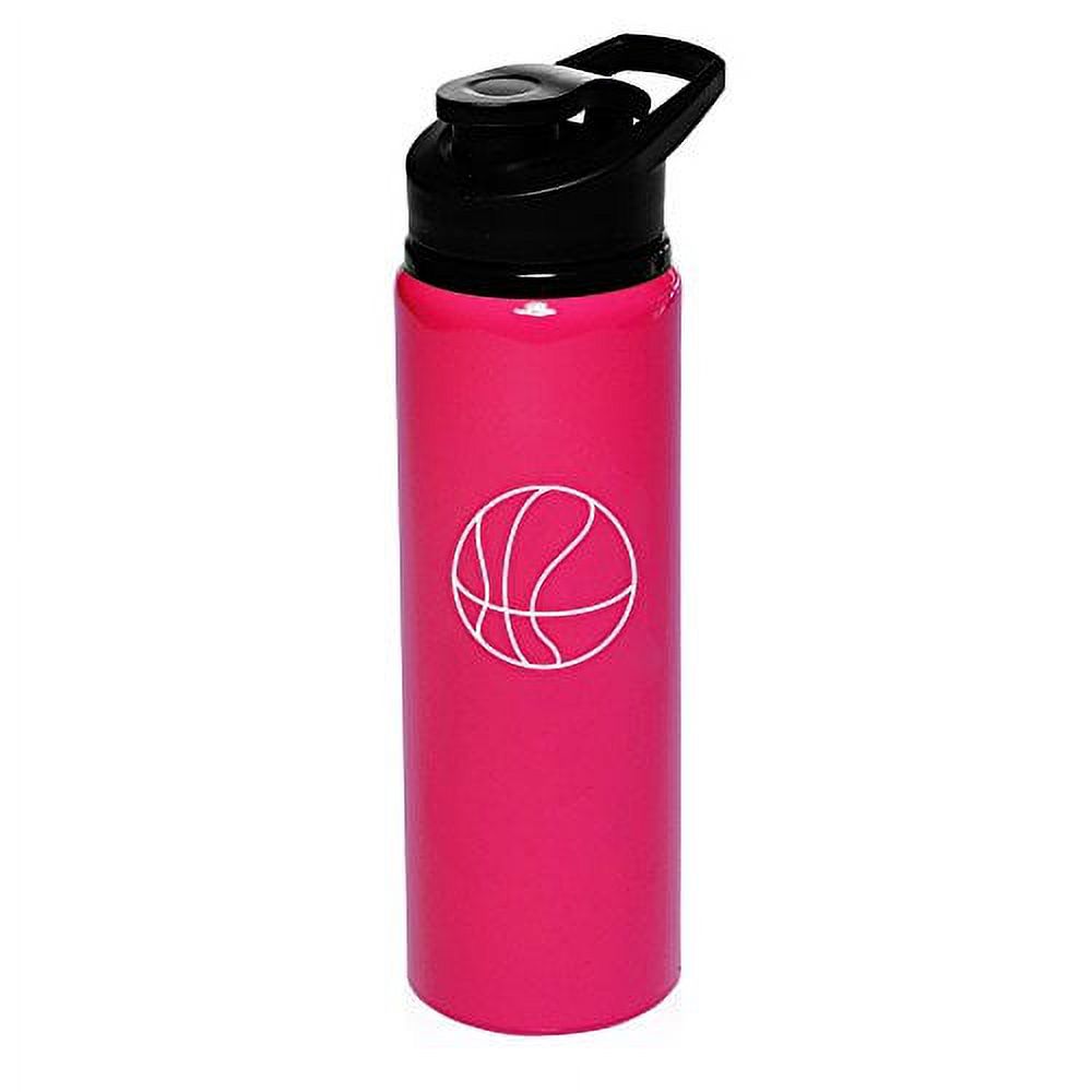 25 oz Aluminum Sports Water Travel Bottle Basketball (Hot-Pink)
