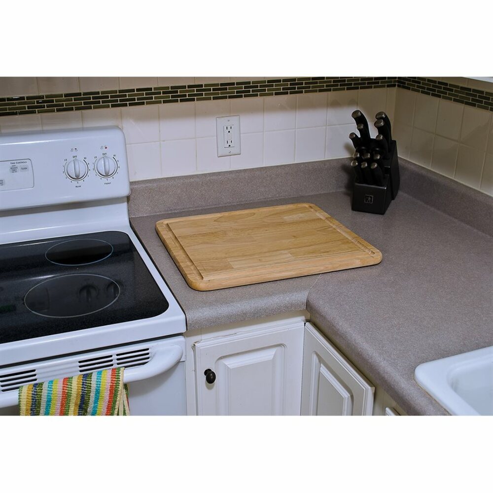 Camco Stove Topper and Cutting Board | Includes Flexible Cutting Mat | Wood Finish (43753)