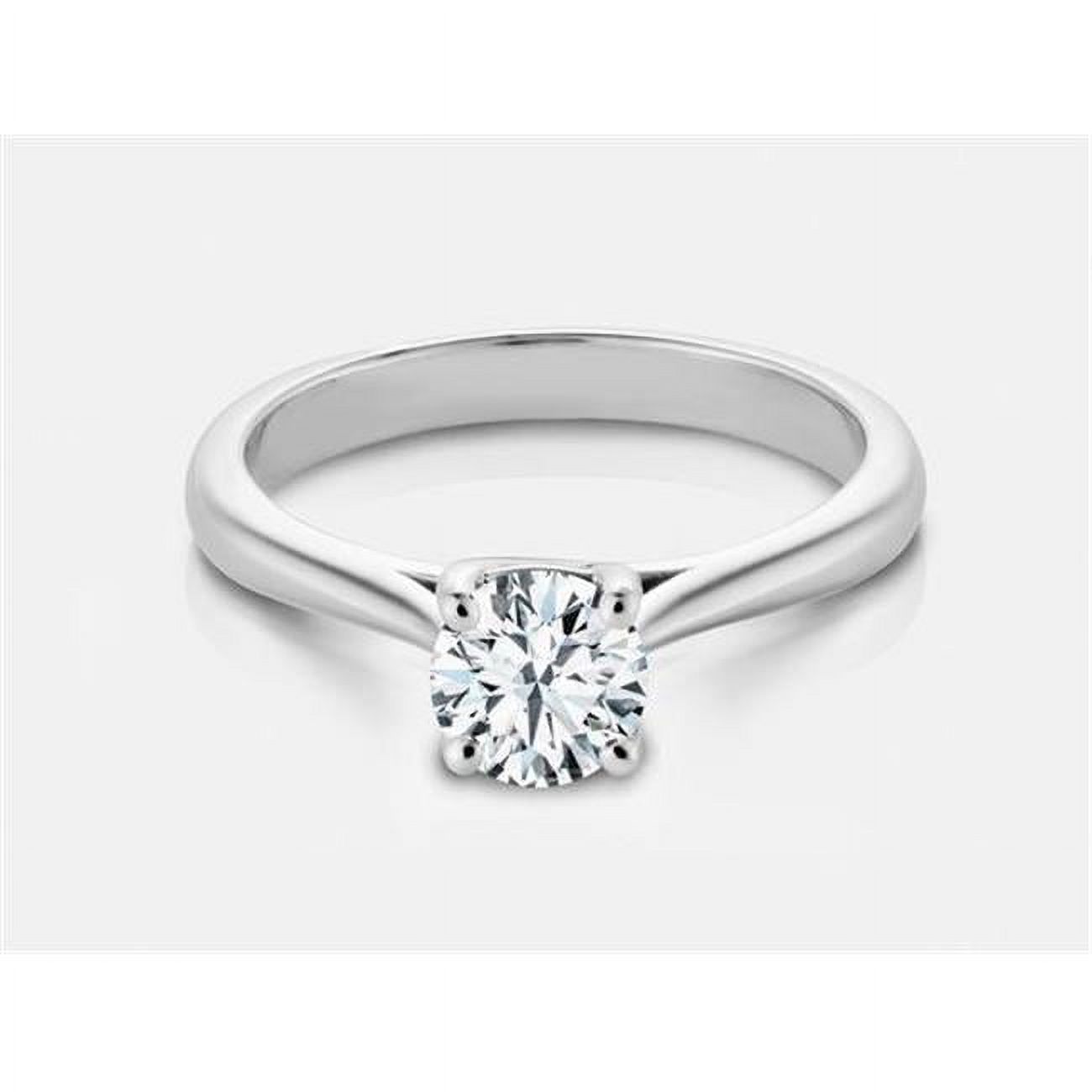 1 Carat Round Diamond Solitaire Wedding Ring - 14K White Gold