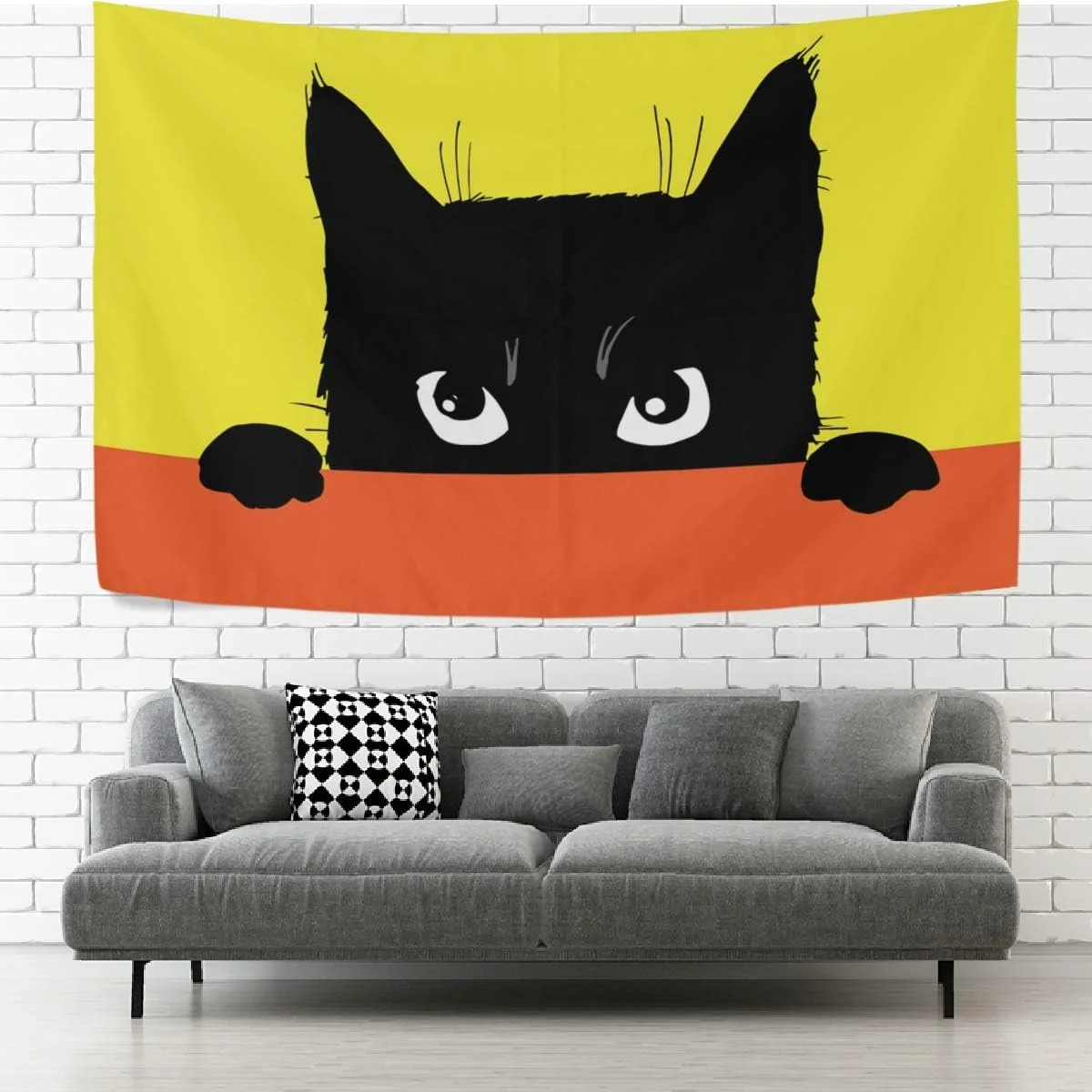 Hyjoy Tapestry Rainbow Dogs Paw Footprints Black Tapestry Wall Hanging Decorative Wall Tapestries Wall Art Wall&nbsp;Blanket&nbsp;Bedding Tapestry for Bedroom Living Room Dorm Home Decor 60