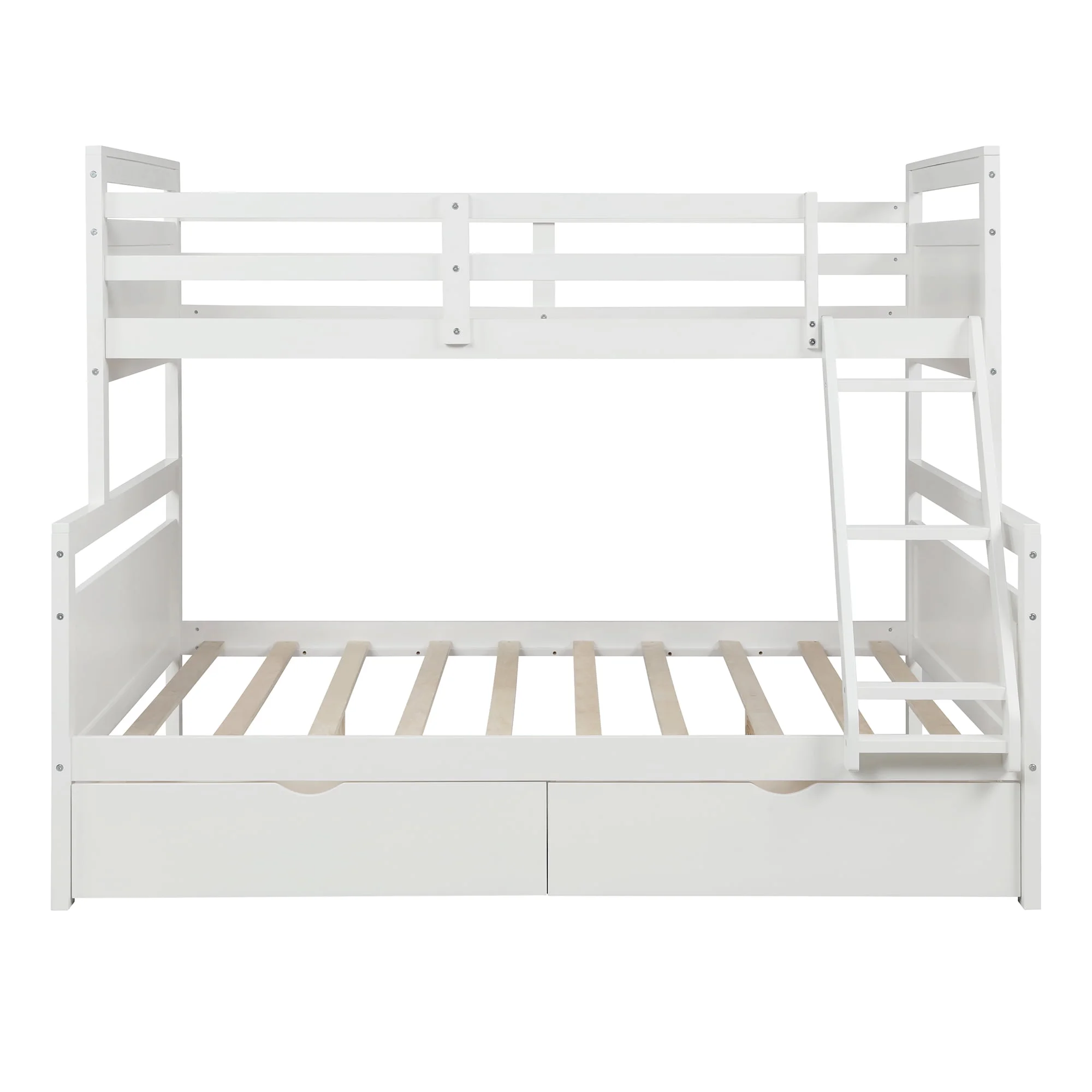 Nestfair White Twin Over Full Bunk Bed with 2-Drawers