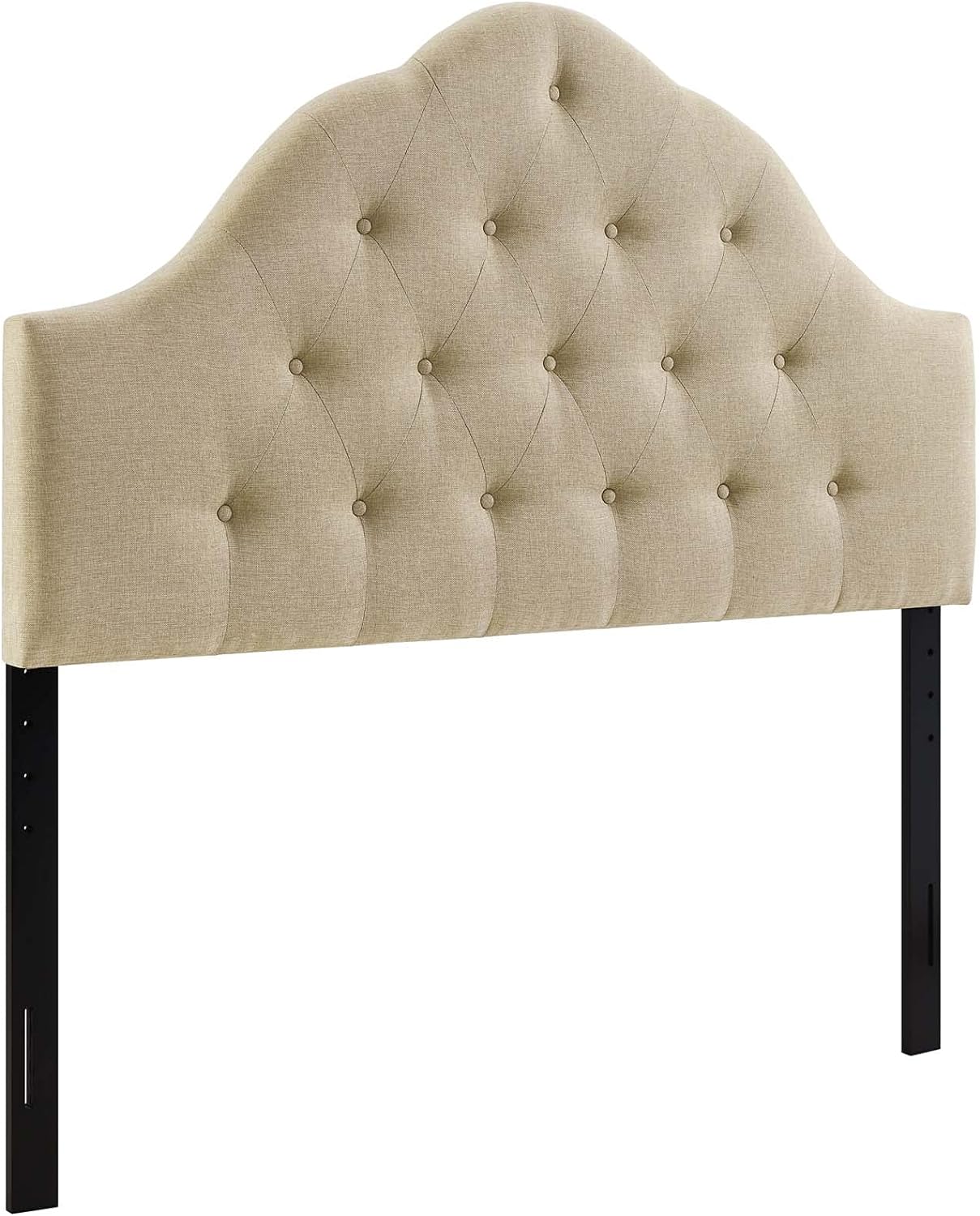 Sovereign Tufted Button Linen Fabric Upholstered King Headboard In Beige