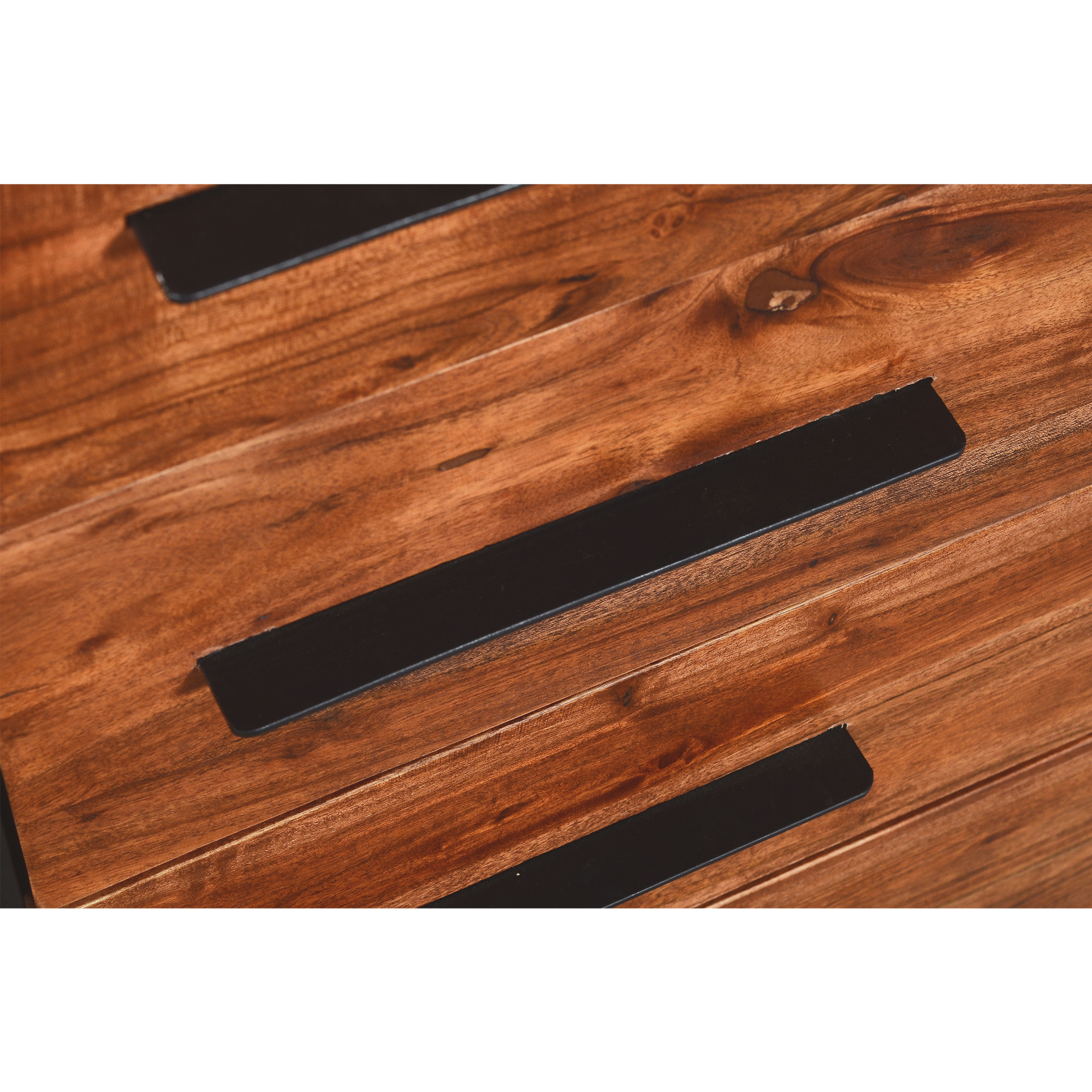 LANTRO JS Handmade Dresser with Grain Details and 4 Drawers, Brown and Black