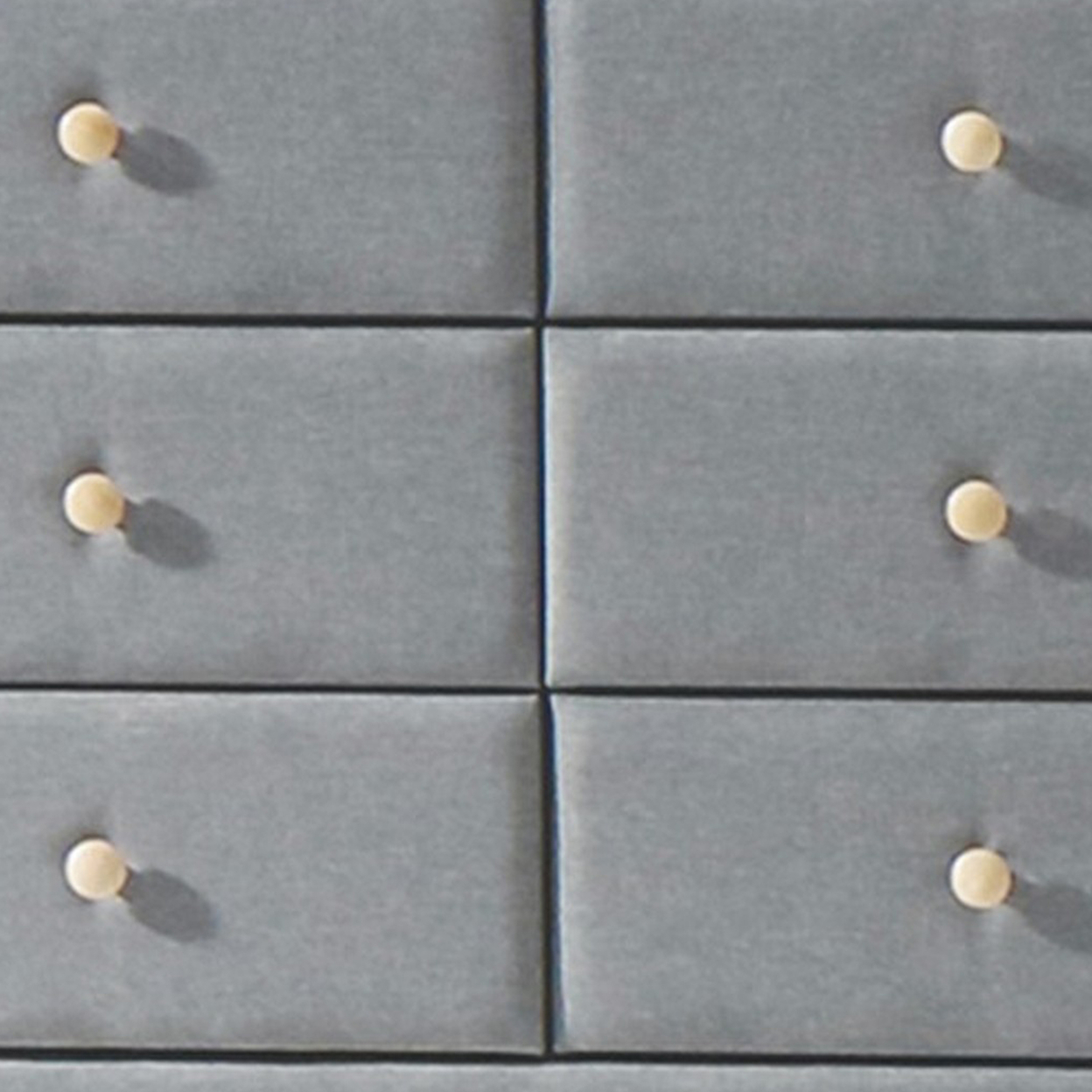 Transitional Style Wood and Fabric Upholstery Dresser with 6 Drawers, Gray