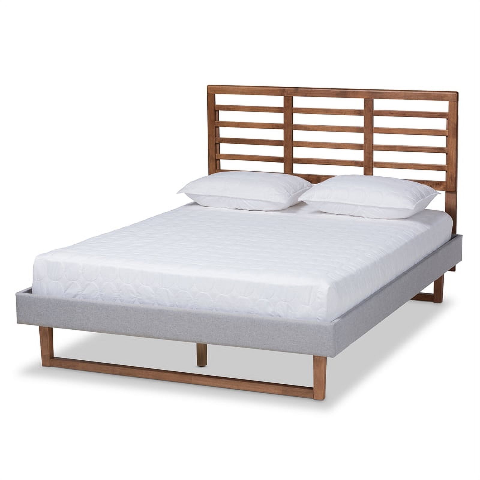 Bowery Hill Full Size Light Gray Upholstered Wood Platform Bed