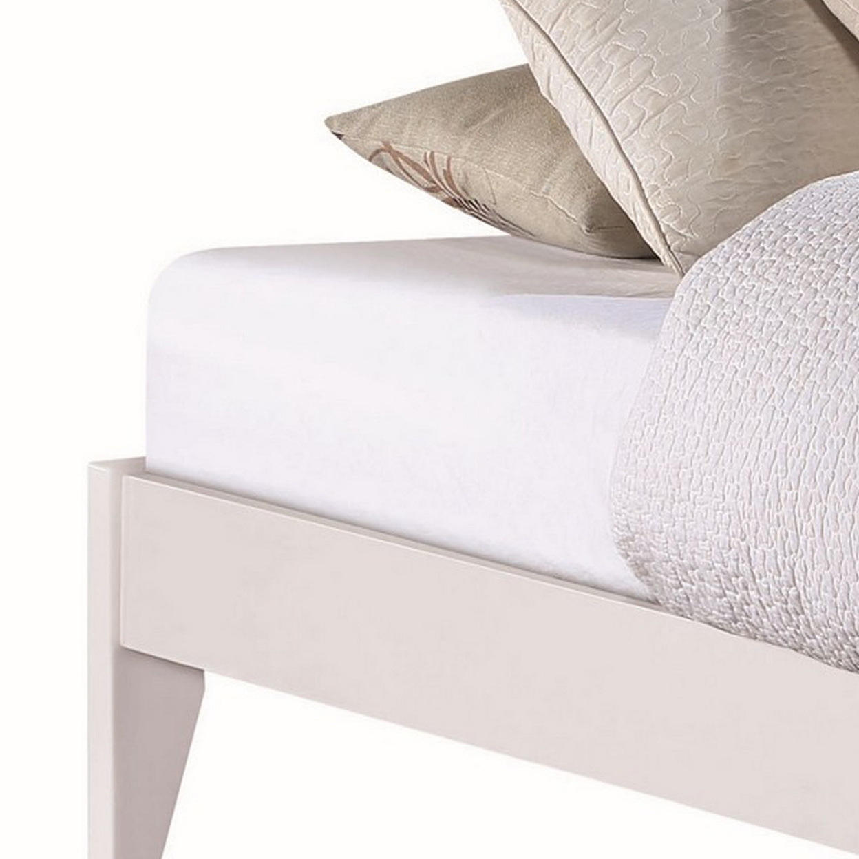 Cavi Modern Low Profile Platform Full Size Bed Panel Sides Slats White- Saltoro Sherpi