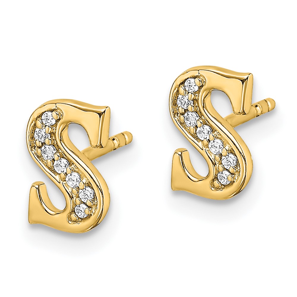 14k Diamond Initial S Earrings QEM4170S-005-YA