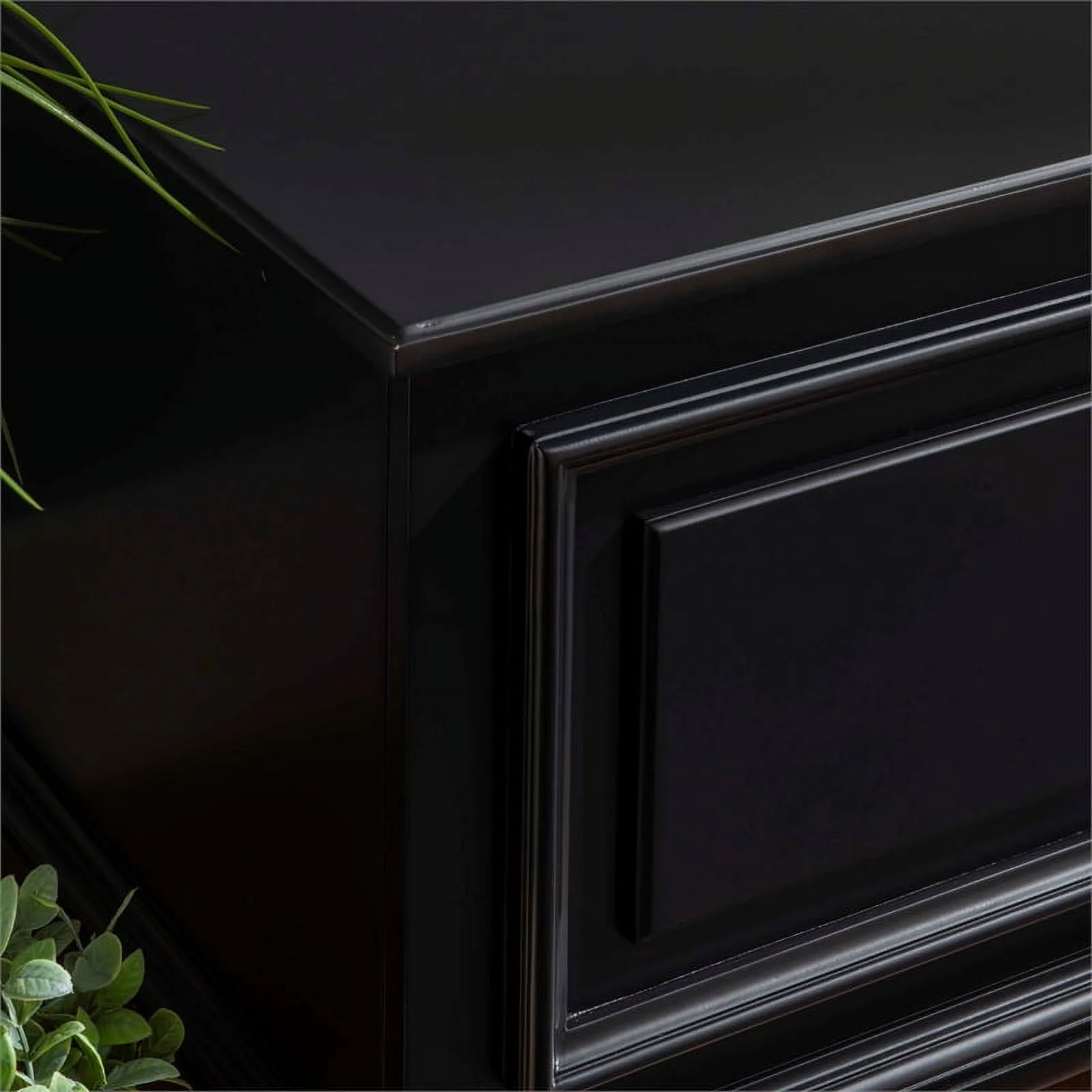 Linon Chadwick Classic Cedar Lined Chest Raised Panels Bun Feet in Black