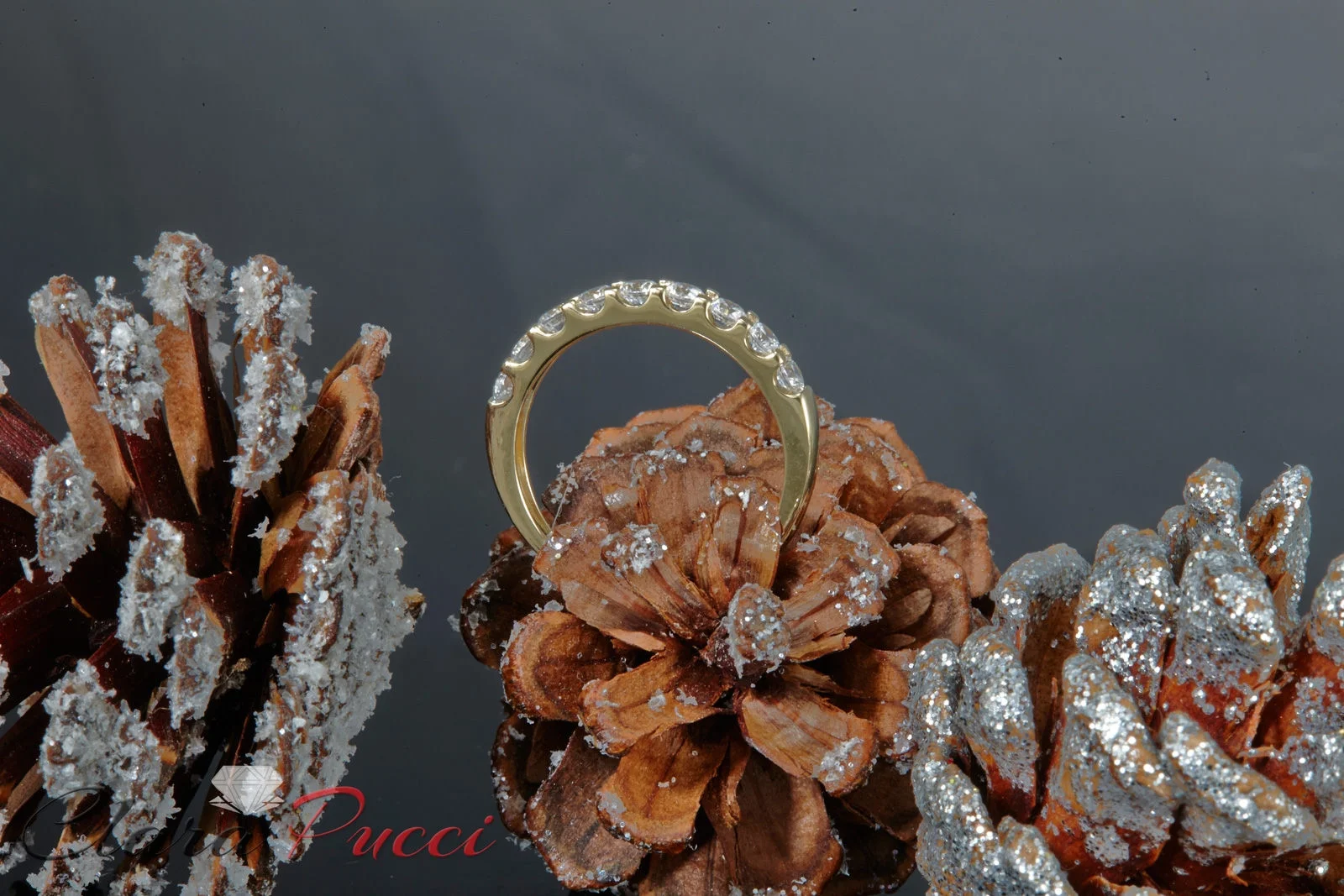 1.81 ct Brilliant Round Cut Synthetic Moissanite 18K Yellow Gold Stackable Band SZ 9.25