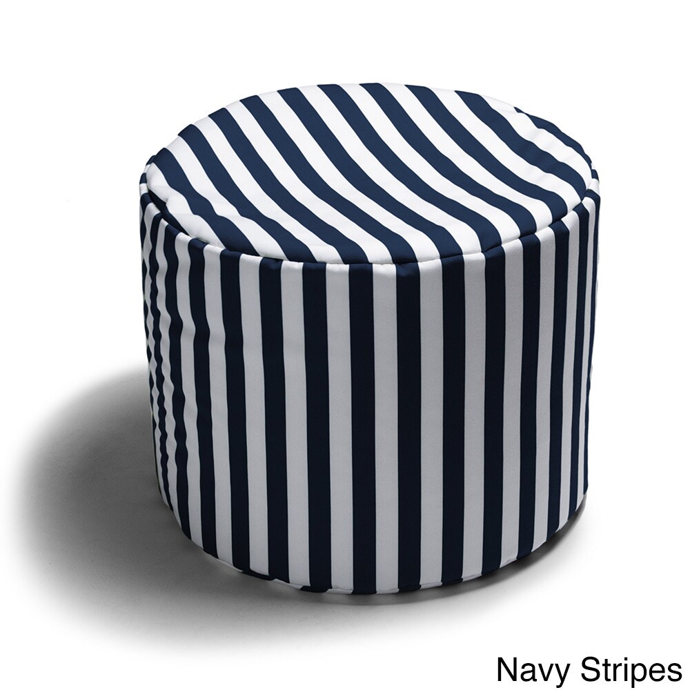 Jaxx Bean Bags  Spring Indoor/ Outdoor Ottoman Navy Stripes