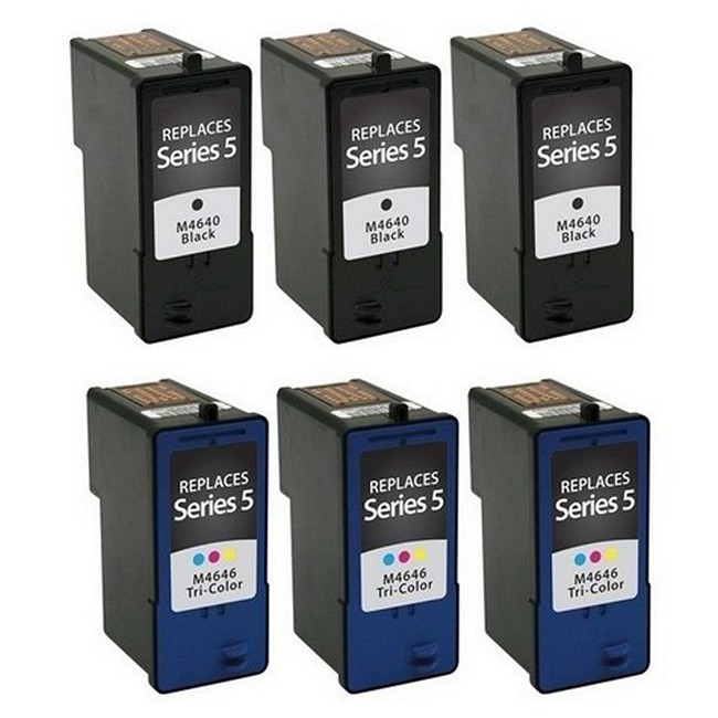 PrinterDash Replacement for Dell A922/924/942/944/946/962/964 Inkjet Combo Pack (3-Black/3-Color) (Series 5) (UU179_3PK/UU181_3PKMP)