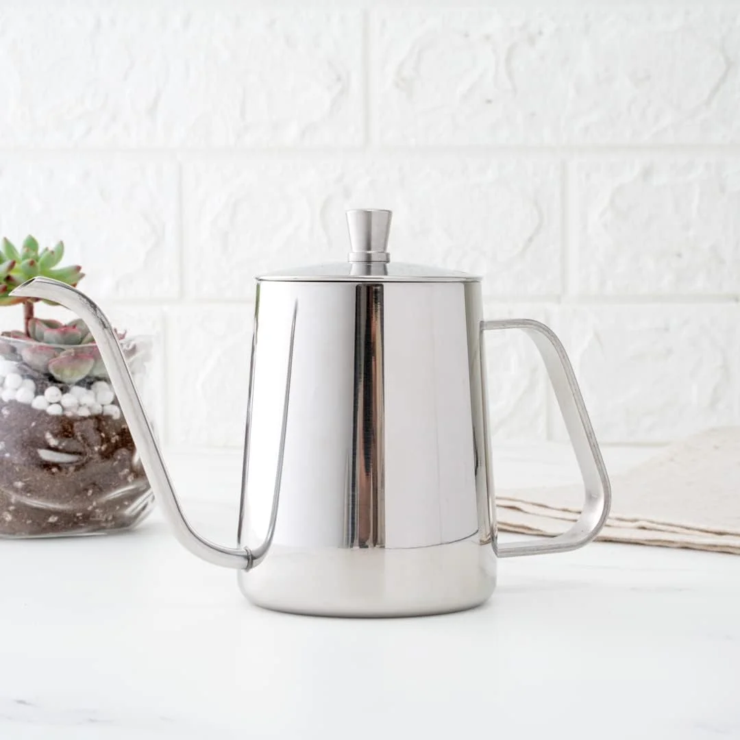 Restpresso 12 Ounce Gooseneck Kettle, 1 Dishwashable Pour Over Kettle - With Thermometer Hole, Non-Stick Coating, Stainless Steel Stovetop Kettle, Built-In Handle, -