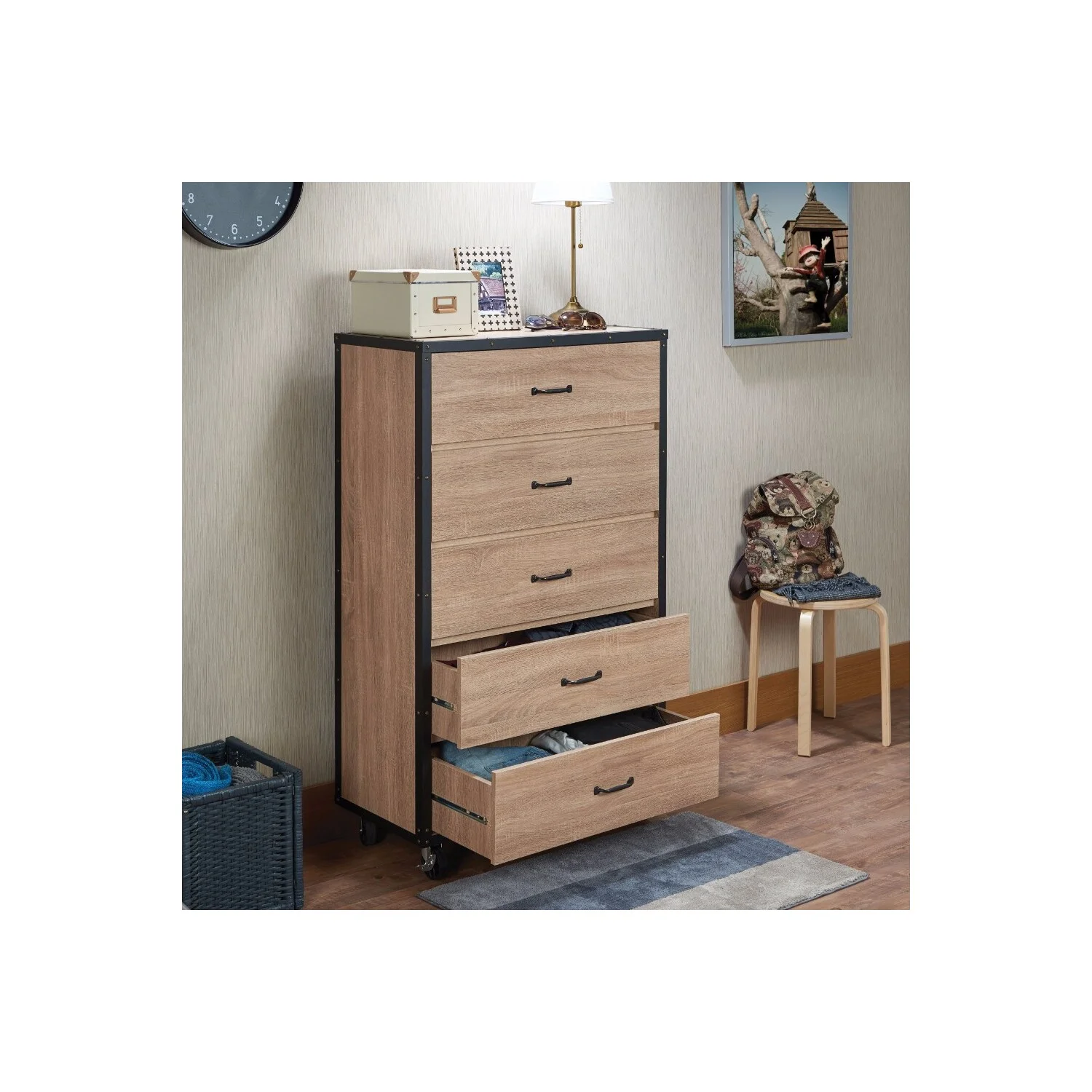 BenJara Wooden Chest, Weathered Light Oak Brown
