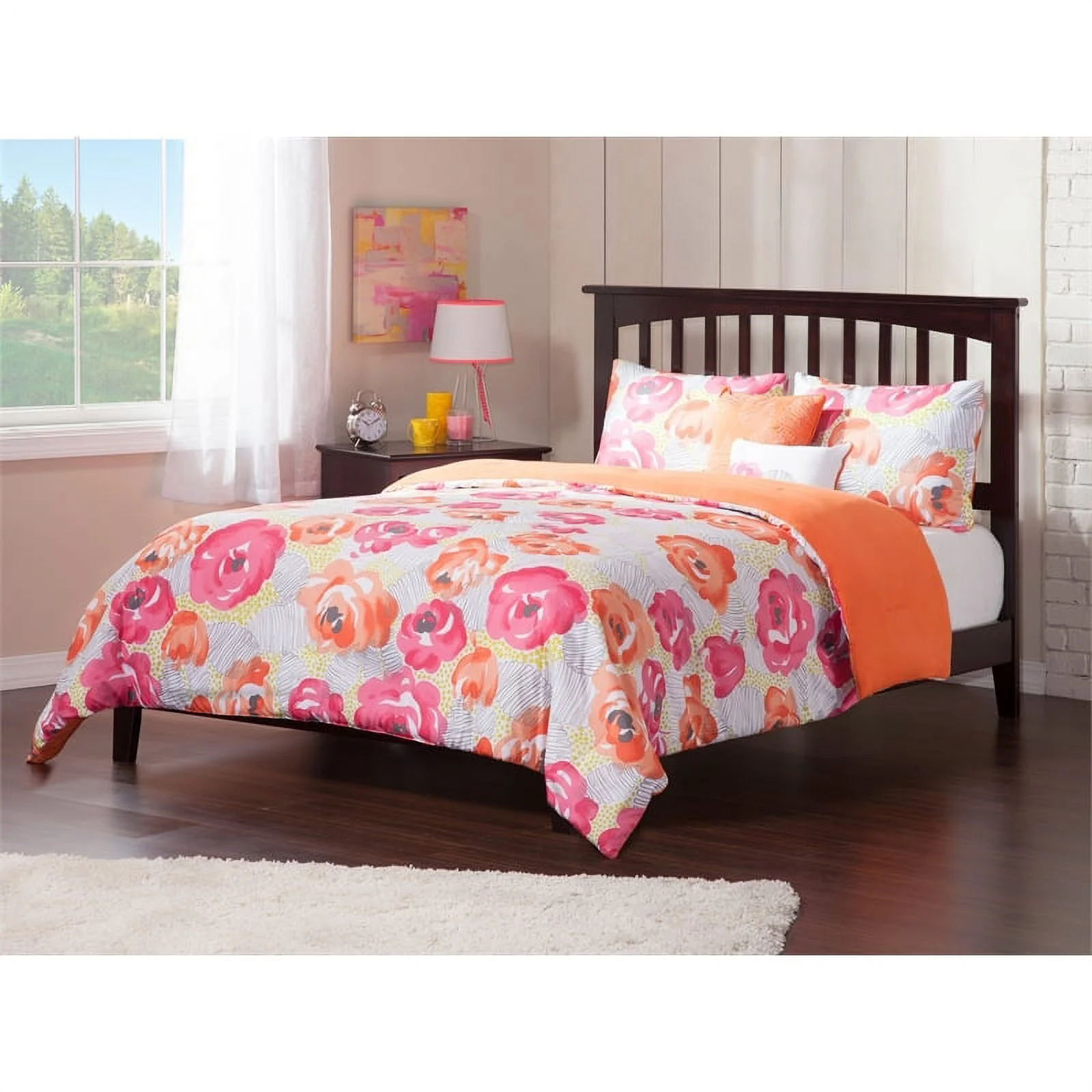 Leo & Lacey Queen Spindle Platform Bed in Espresso