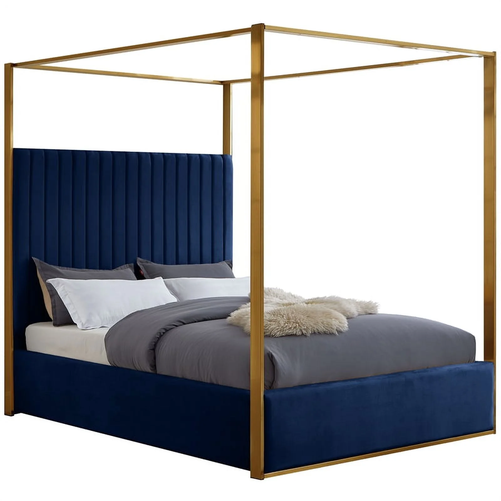 Meridian Furniture Jones Navy Velvet King Bed