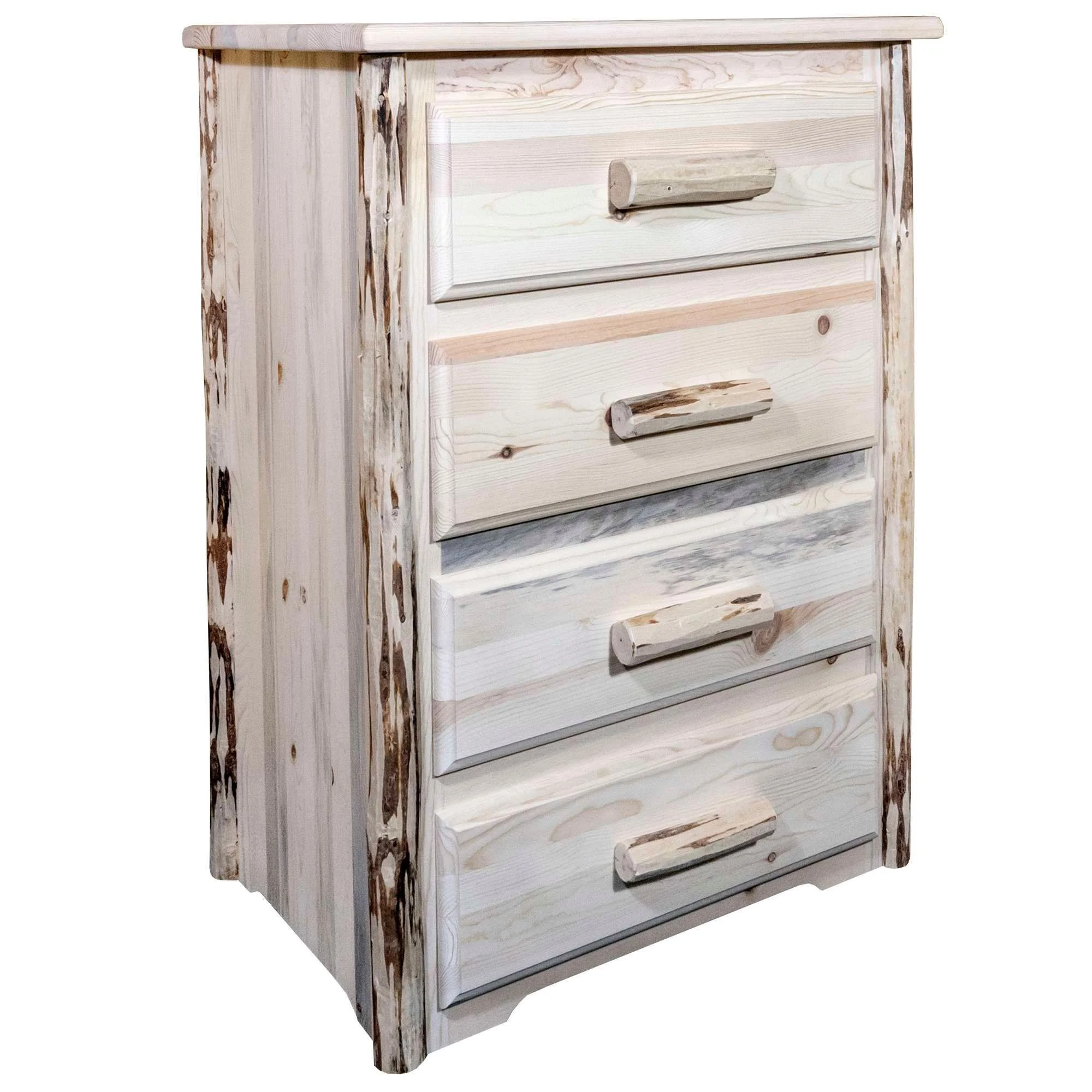 Montana Collection 4 Drawer Chest of Drawers, Clear Lacquer Finish