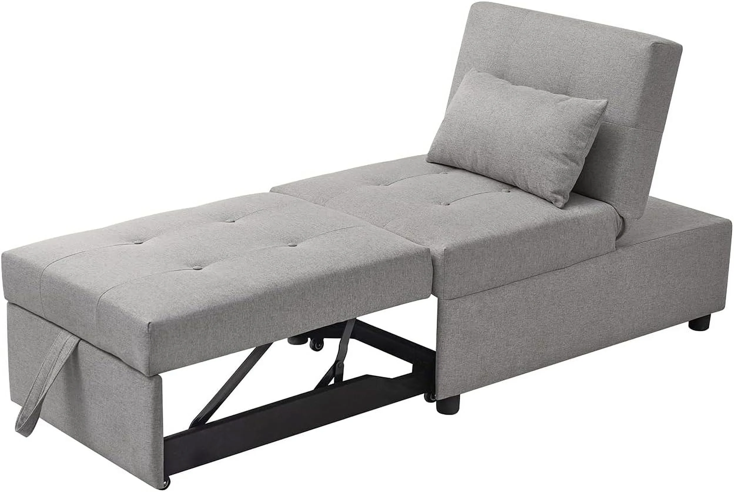 MultiFunction Ottoman, Sofa Bed Sleeper, Convertible Chair, Light Grey