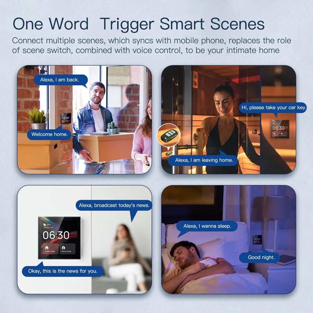 Wifi+ Intelligent Touched Screen Center Control Panel Voice Control Built-In Zigbeegateway Intelligent Center Control Panel 4In Screen Center Control Panel Compatible With Smart Life Moes