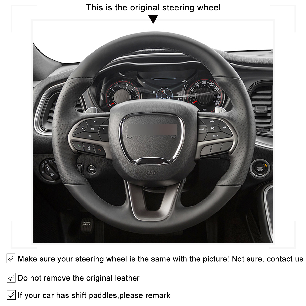 Mewant Hand Stitch Steering Wheel Cover for Dodge Charger 2015-2023 Durango 2018-2023