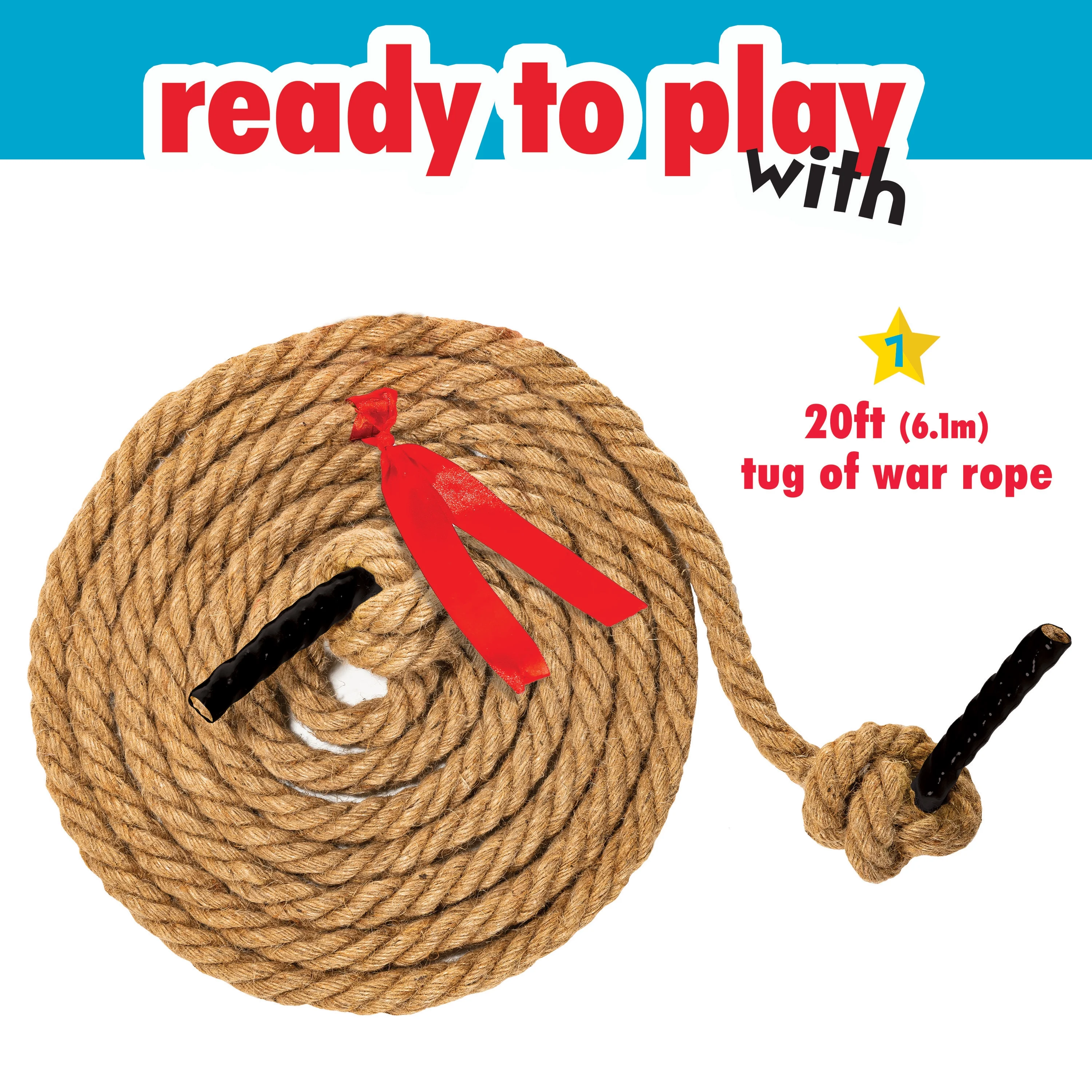 Franklin Sports Field Day Tug of War Rope with Flag for Kids and Adults - Perfect for Team Building - 20ft Long