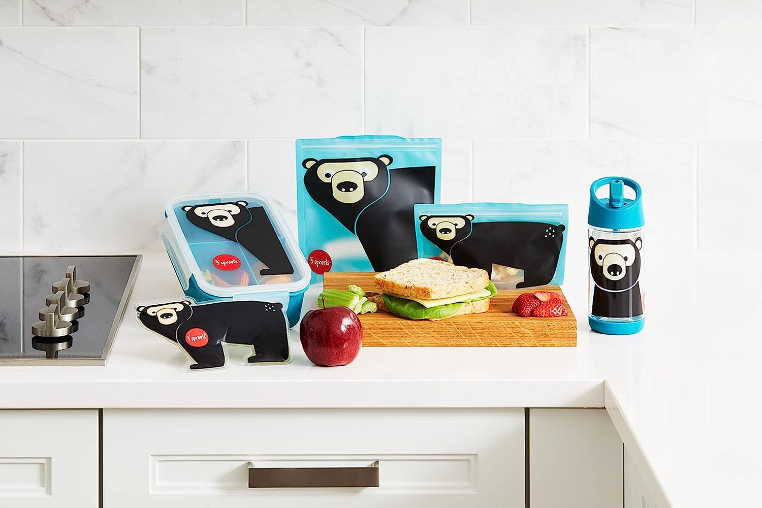 3 Sprouts Water Bottle – Kids Small Spill Proof 12oz. Plastic Spout Water Bottle