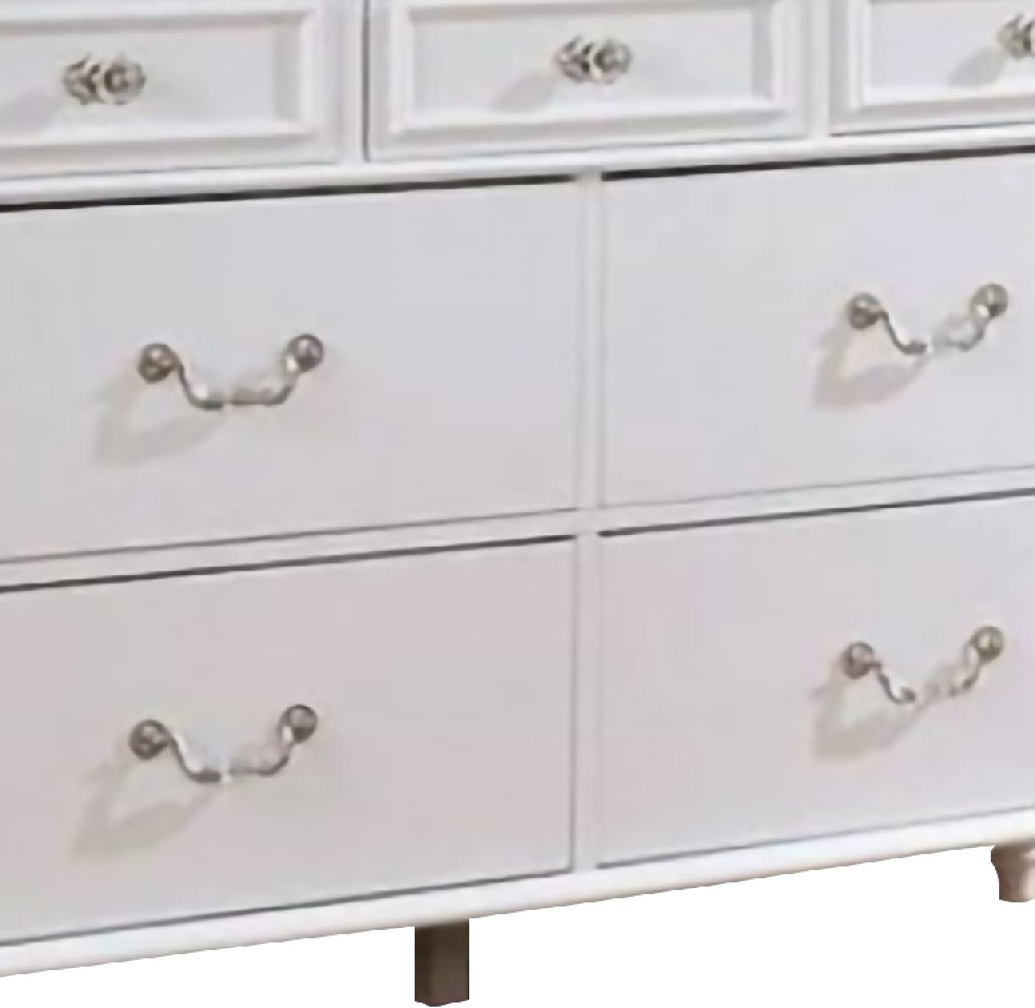 Dresser with 7 Drawers and Crystal Knobs, White