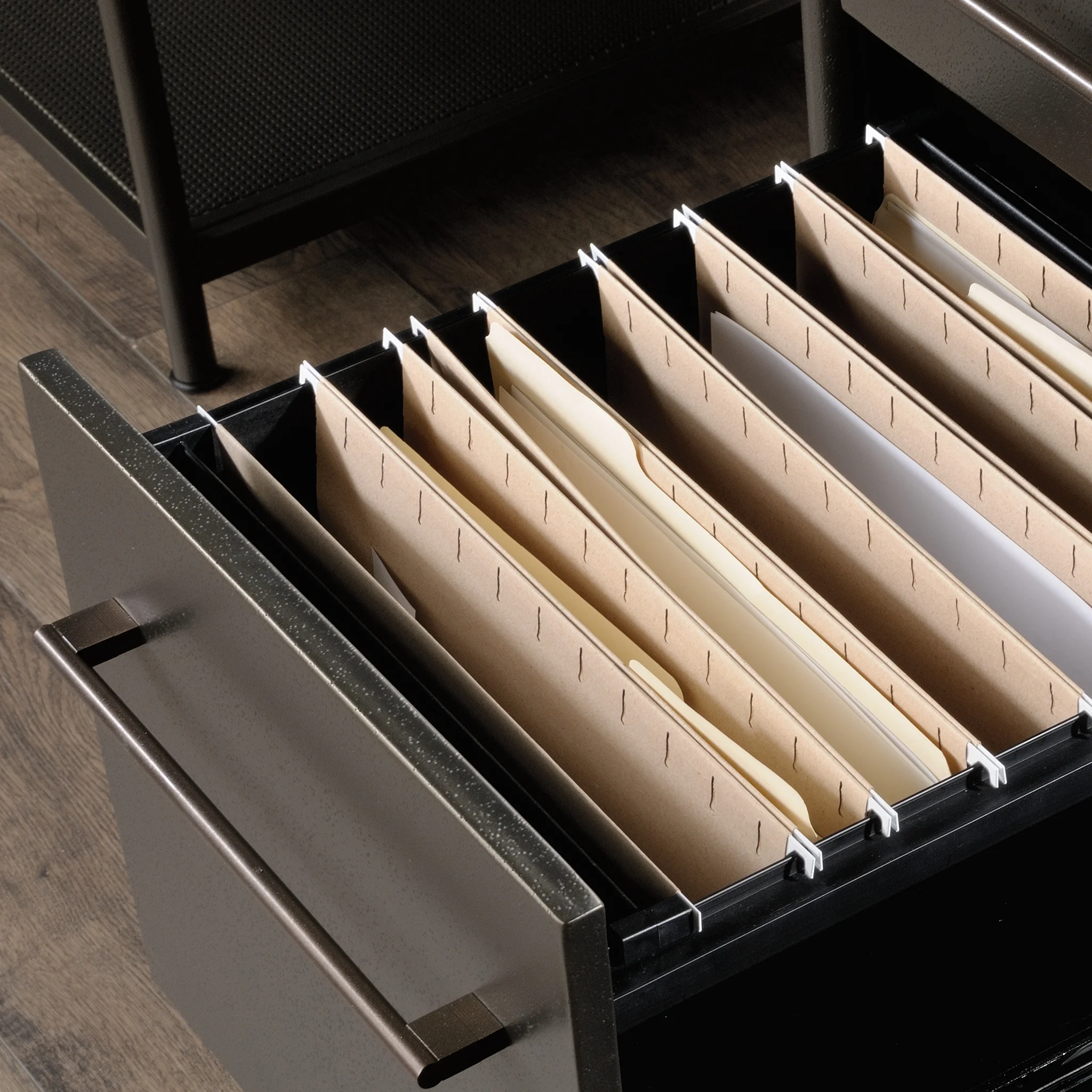 Sauder Boulevard Cafe Industrial Executive Desk, Black Finish