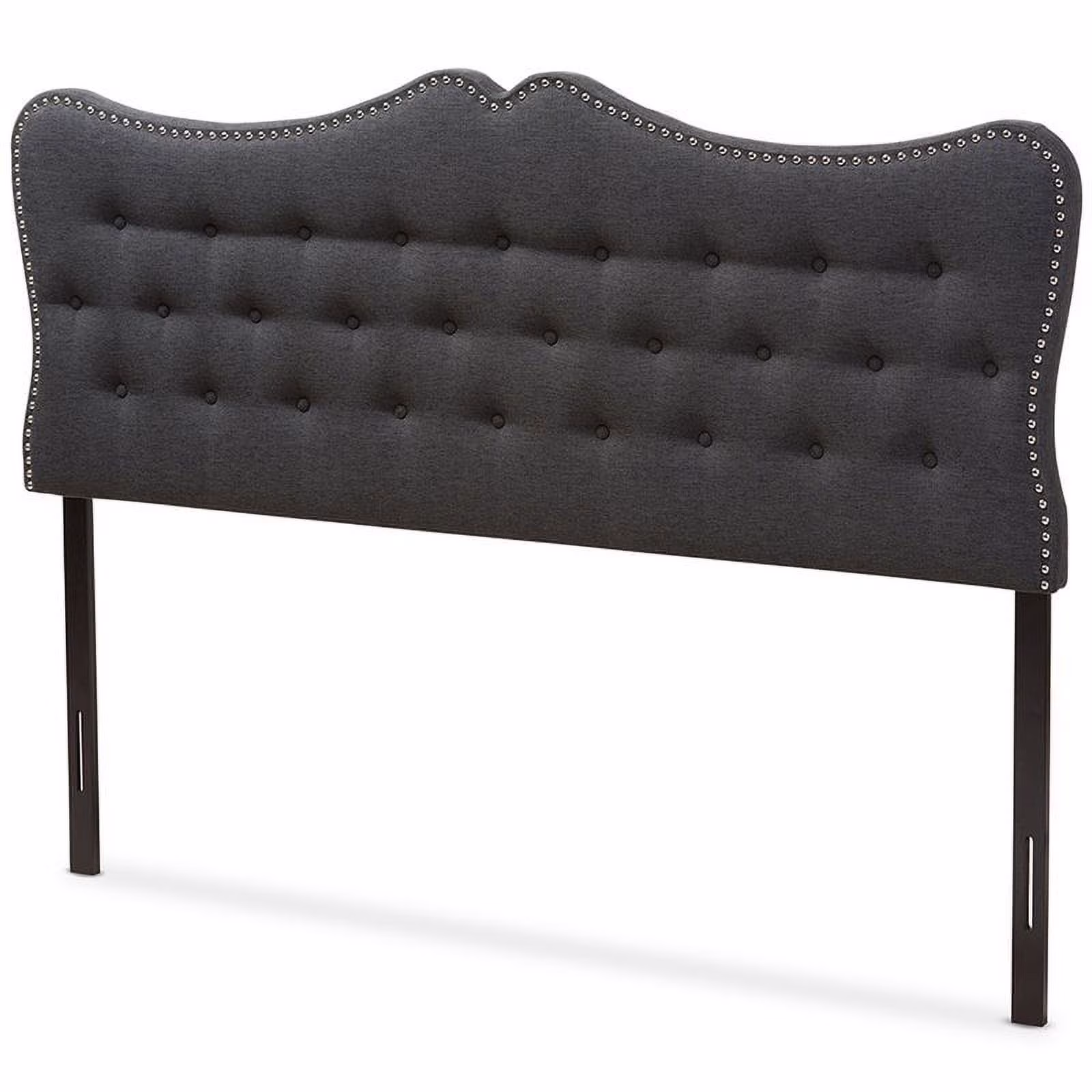 Bowery Hill Modern Tufted Queen Panel Headboard in Dark Gray